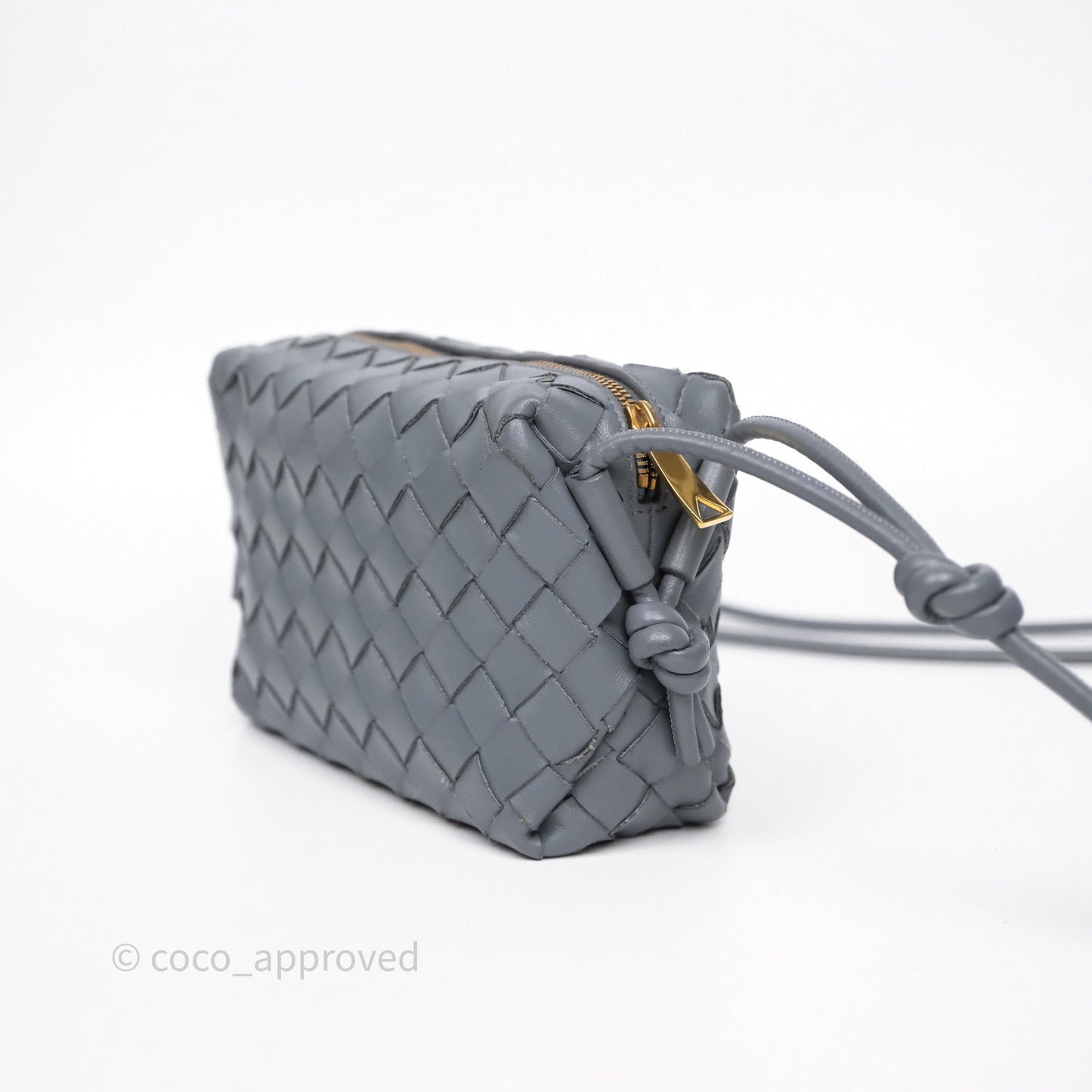 Bottega Veneta Mini Loop Camera Bag Grey Intrecciato Lambskin