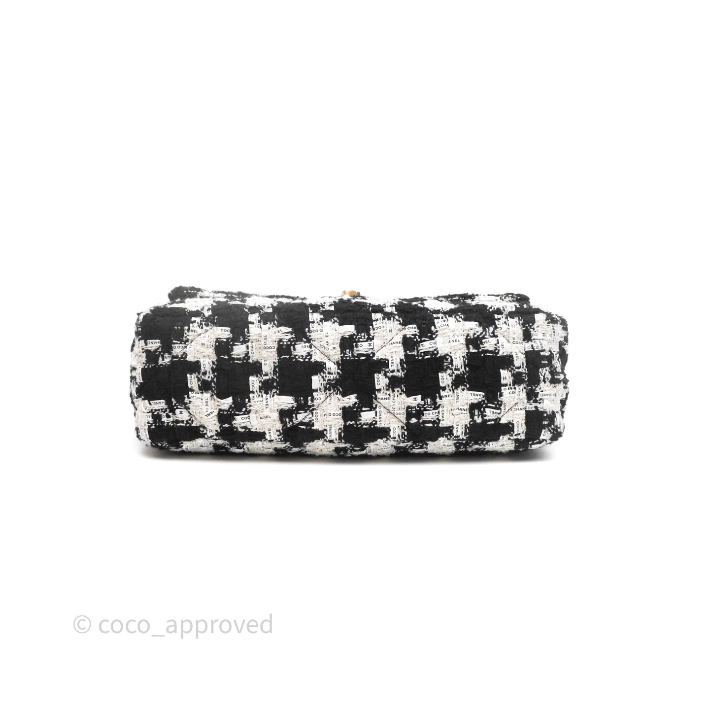Chanel 19 Small Tweed Houndstooth Black & White Mixed Hardware