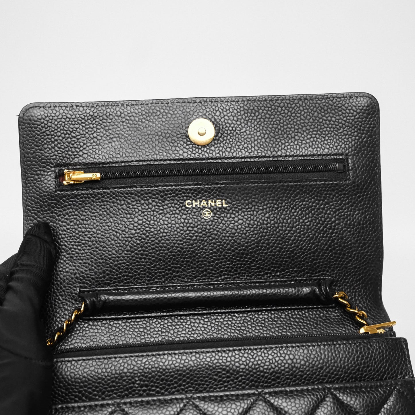 Chanel Quilted WOC Black Caviar Gold Hardware