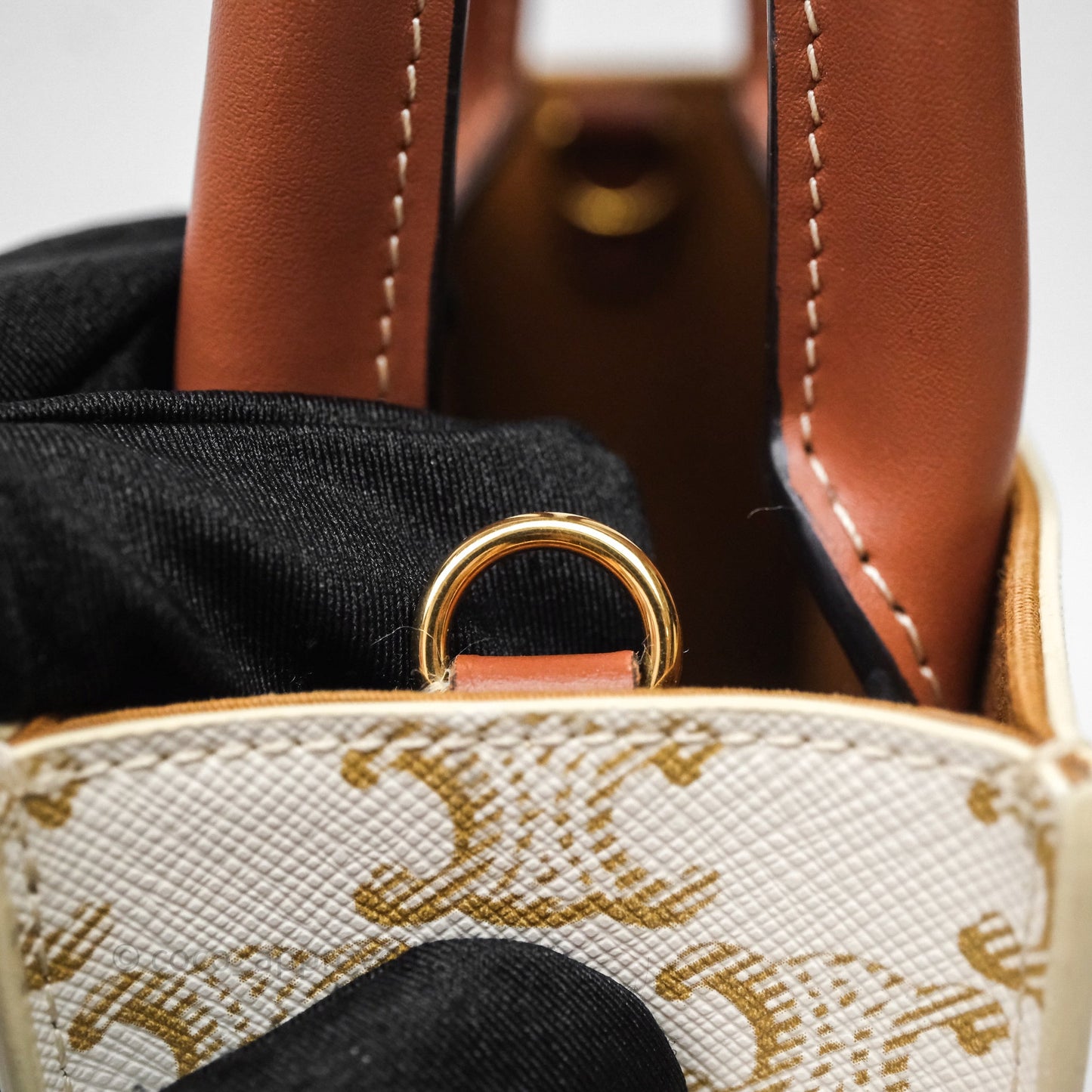Celine Mini Vertical Cabas Bag Triomphe Canvas White