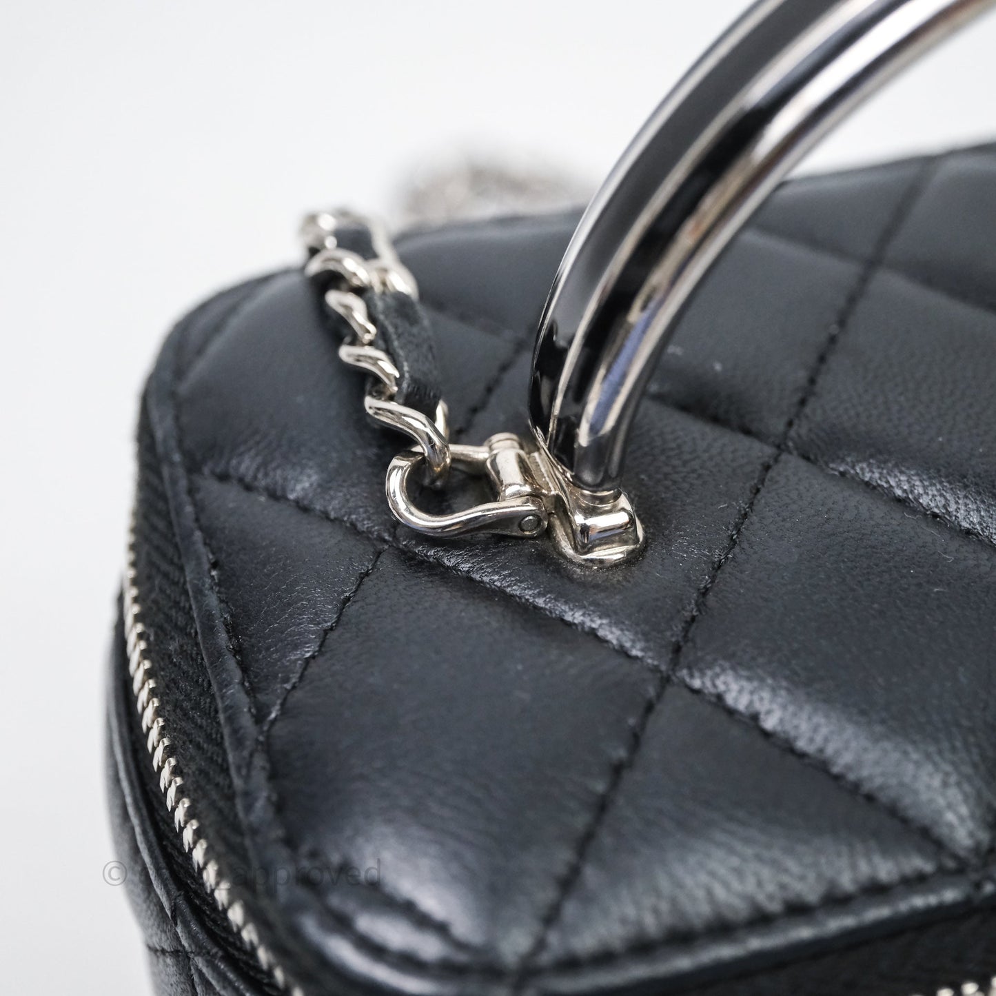 Chanel Vanity Rectangular Top Handle Black Lambskin Silver Hardware