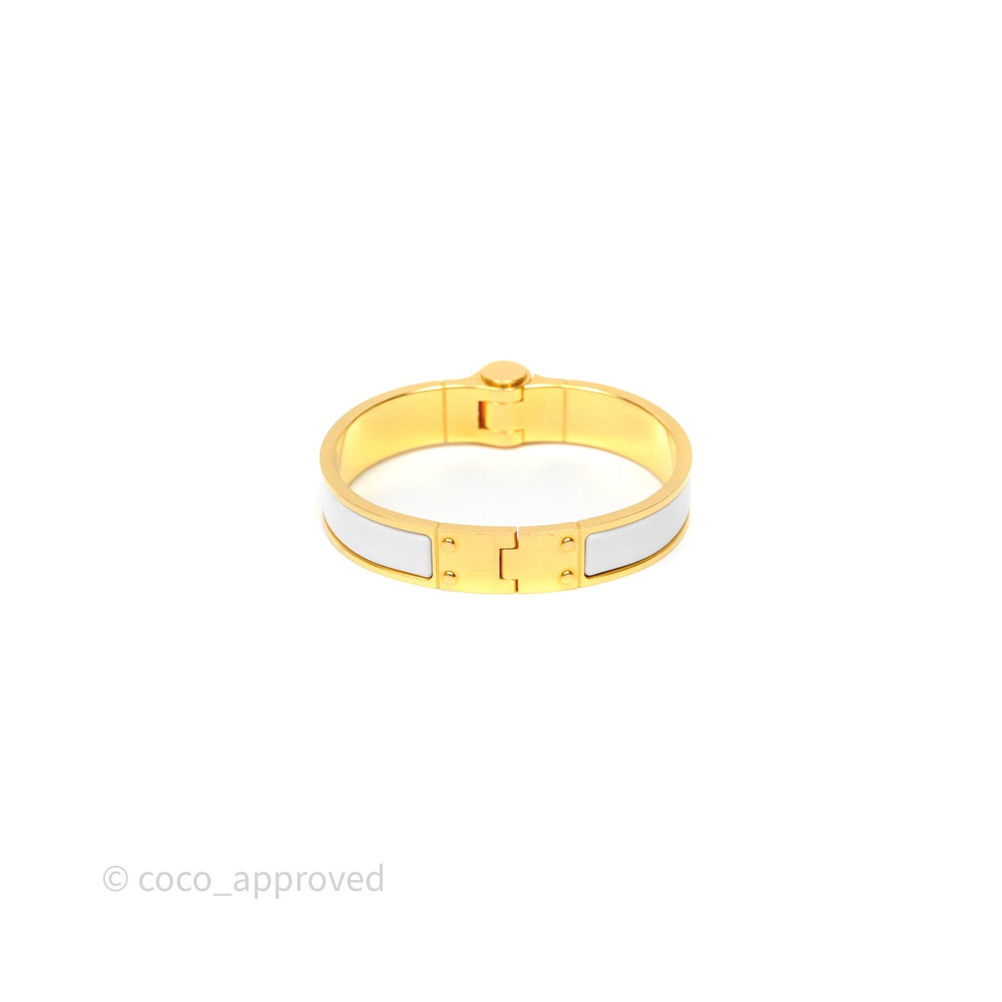 Hermès Enamel Charniere White Bracelet Gold Hardware