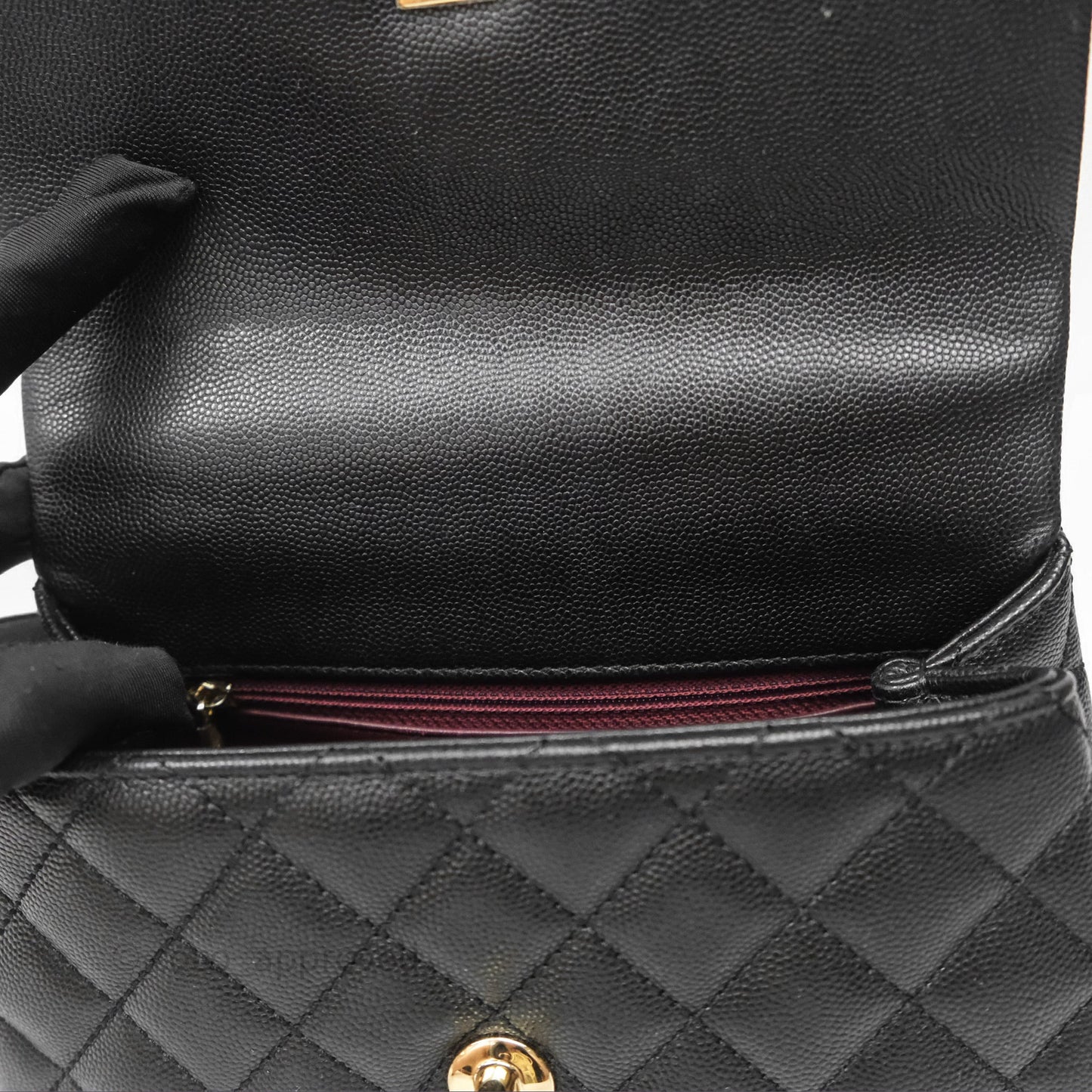 Chanel Small Coco Handle Quilted Black Caviar Gold Hardware