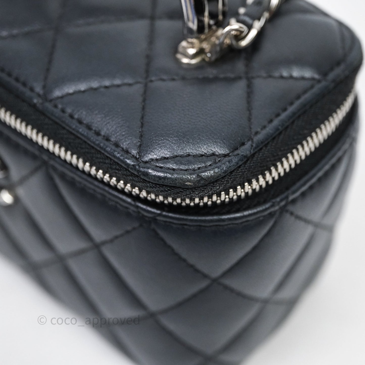 Chanel Vanity Rectangular Top Handle Black Lambskin Silver Hardware