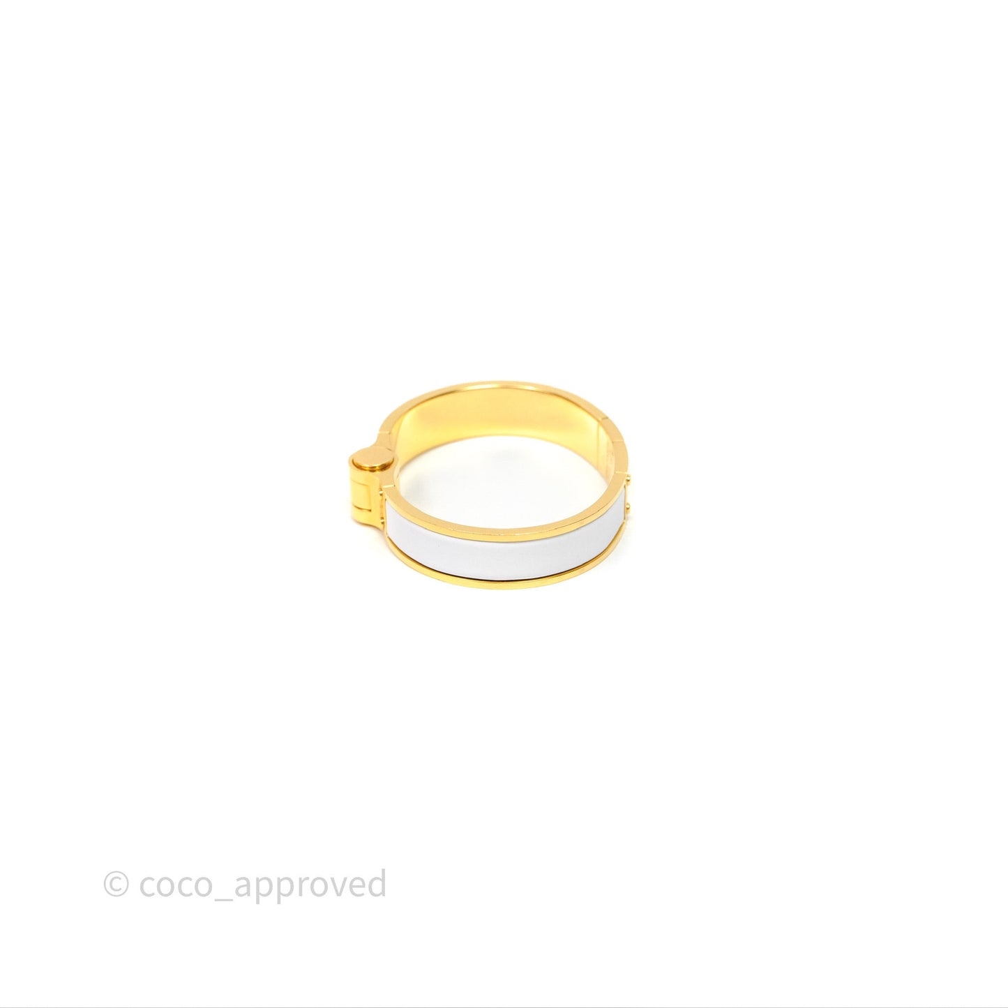 Hermès Enamel Charniere White Bracelet Gold Hardware