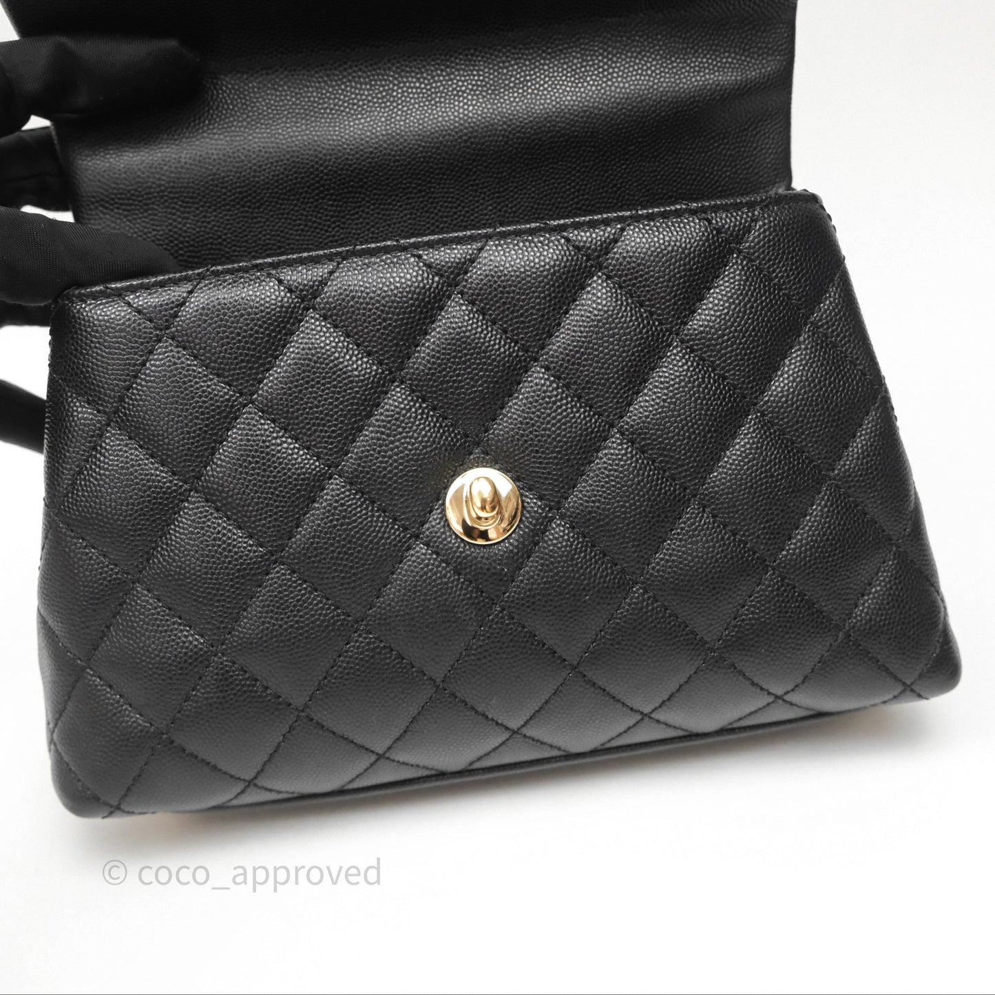 Chanel Small Coco Handle Quilted Black Caviar Gold Hardware