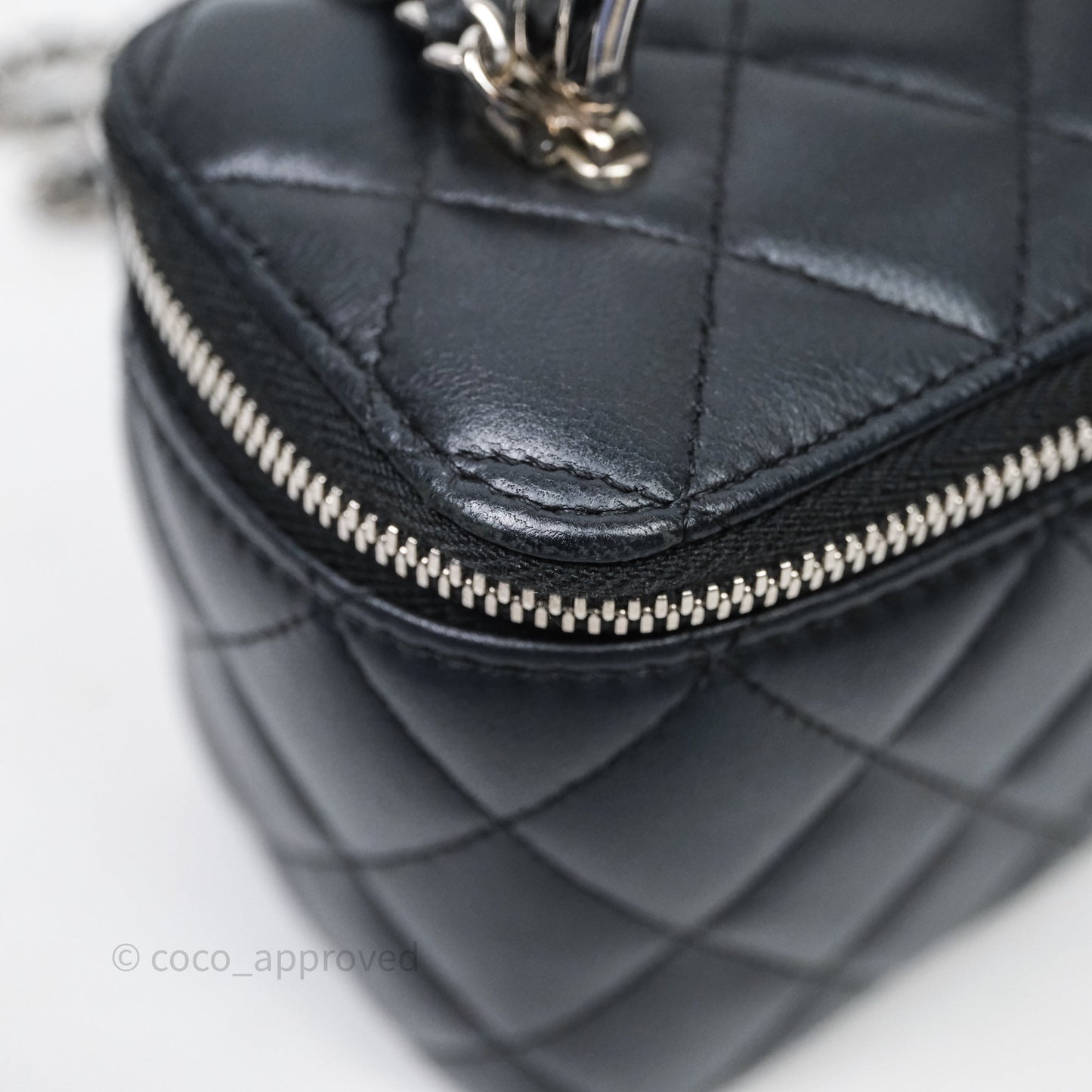 Chanel Vanity Rectangular Top Handle Black Lambskin Silver Hardware