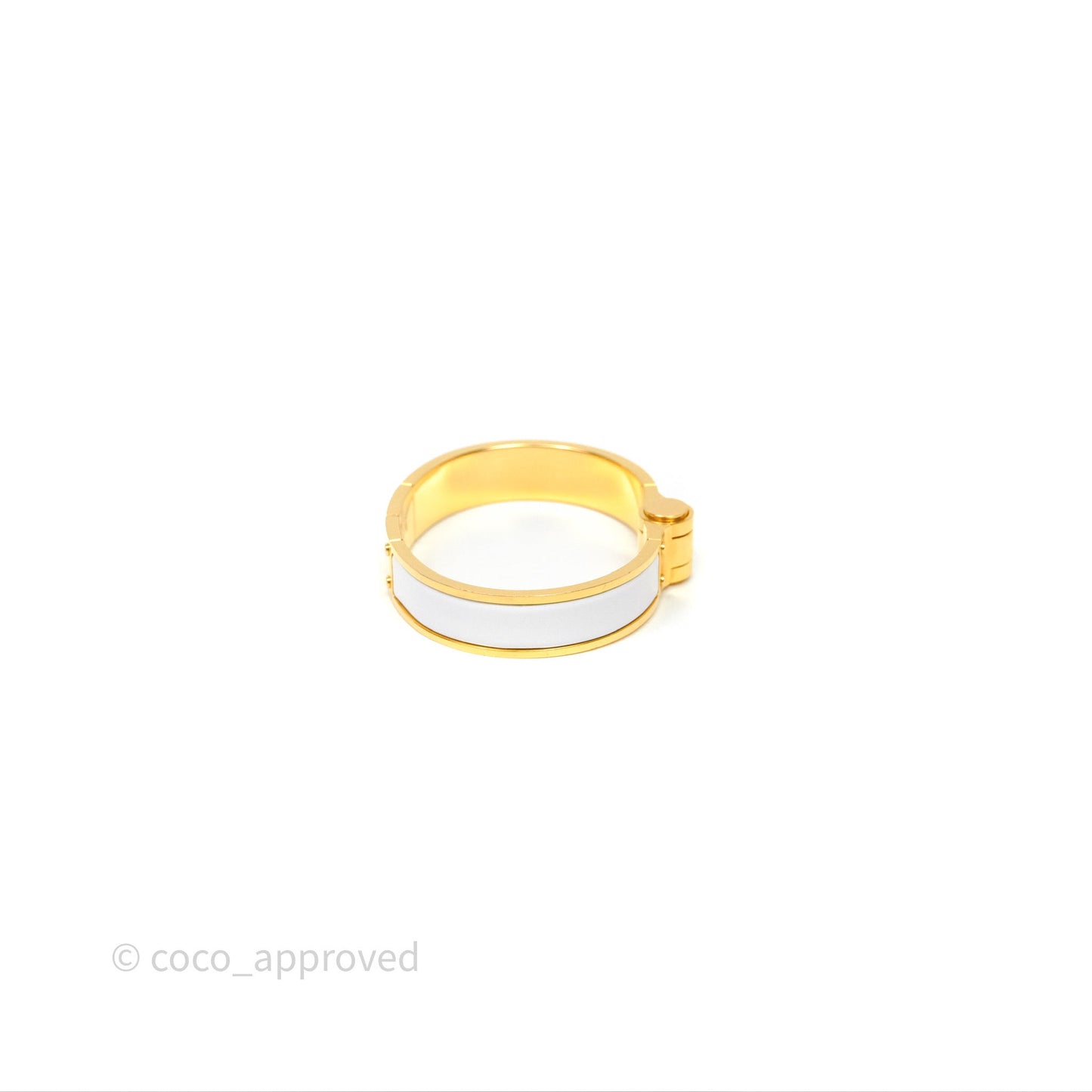 Hermès Enamel Charniere White Bracelet Gold Hardware
