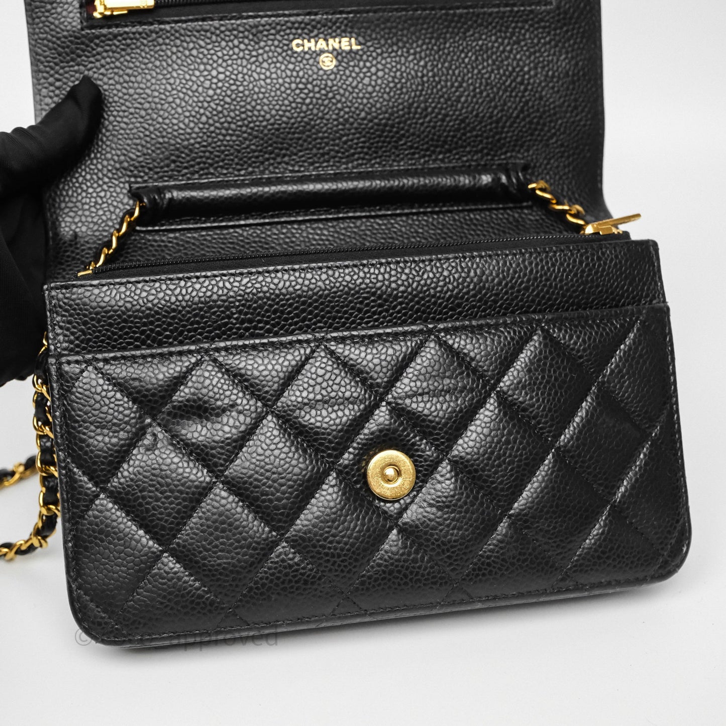Chanel Quilted WOC Black Caviar Gold Hardware