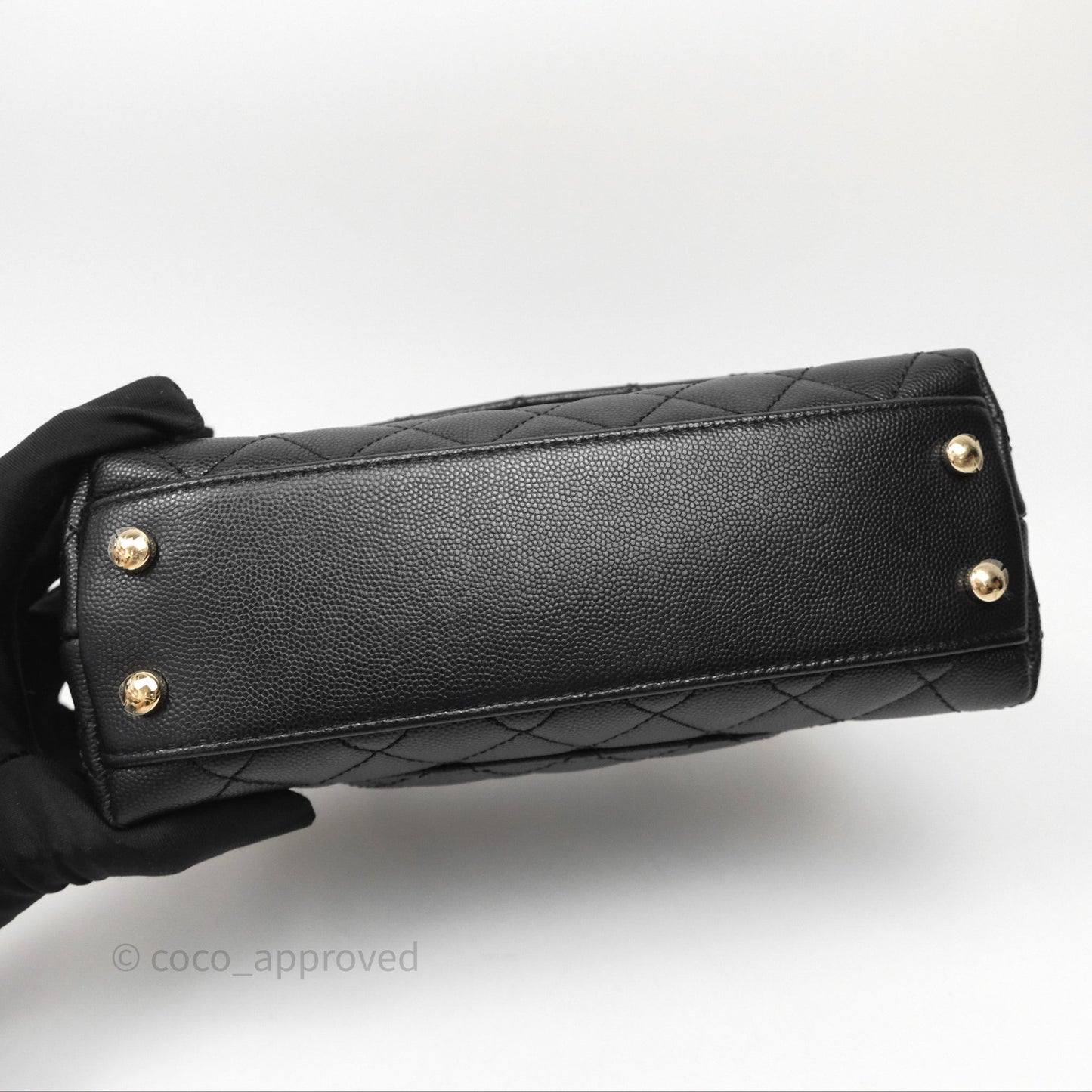 Chanel Small Coco Handle Quilted Black Caviar Gold Hardware