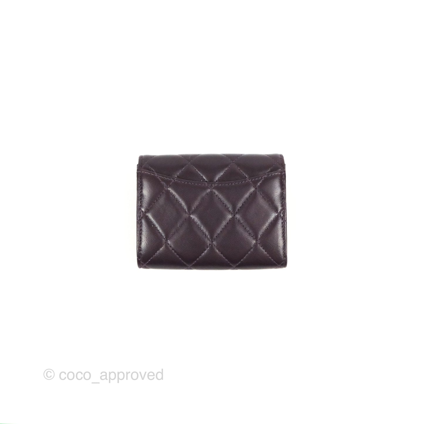 Chanel Classic Flap Coin Purse Dark Purple Lambskin Silver Hardware