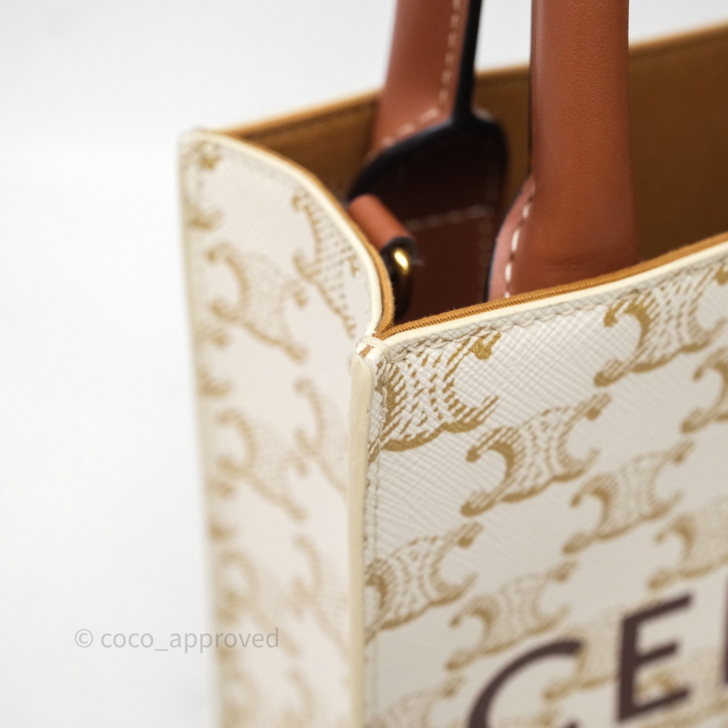 Celine Mini Vertical Cabas Bag Triomphe Canvas White