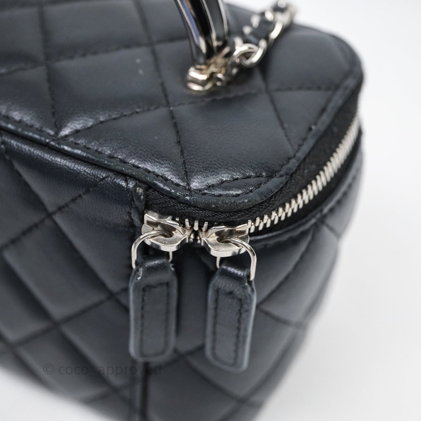 Chanel Vanity Rectangular Top Handle Black Lambskin Silver Hardware