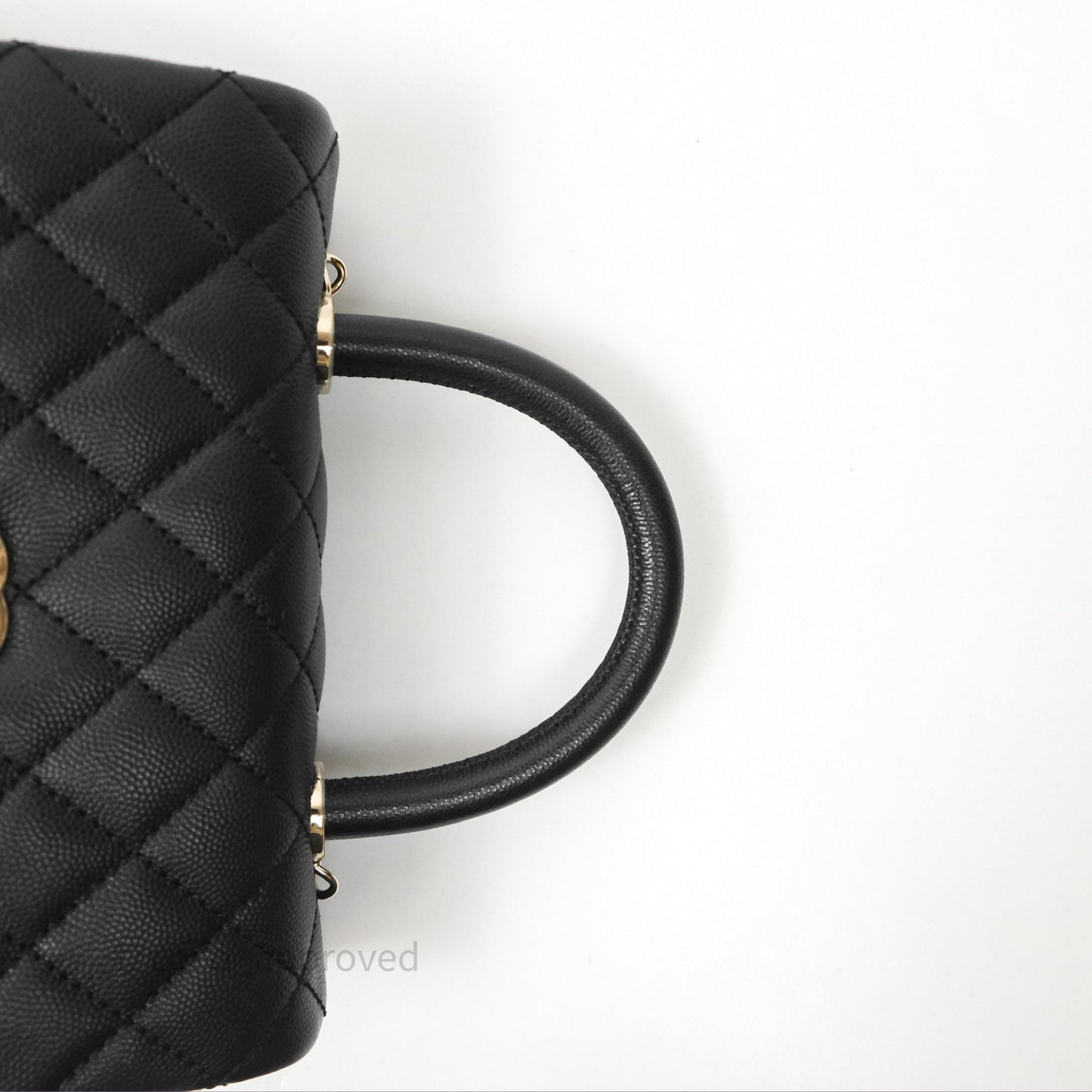 Chanel Small Coco Handle Quilted Black Caviar Gold Hardware