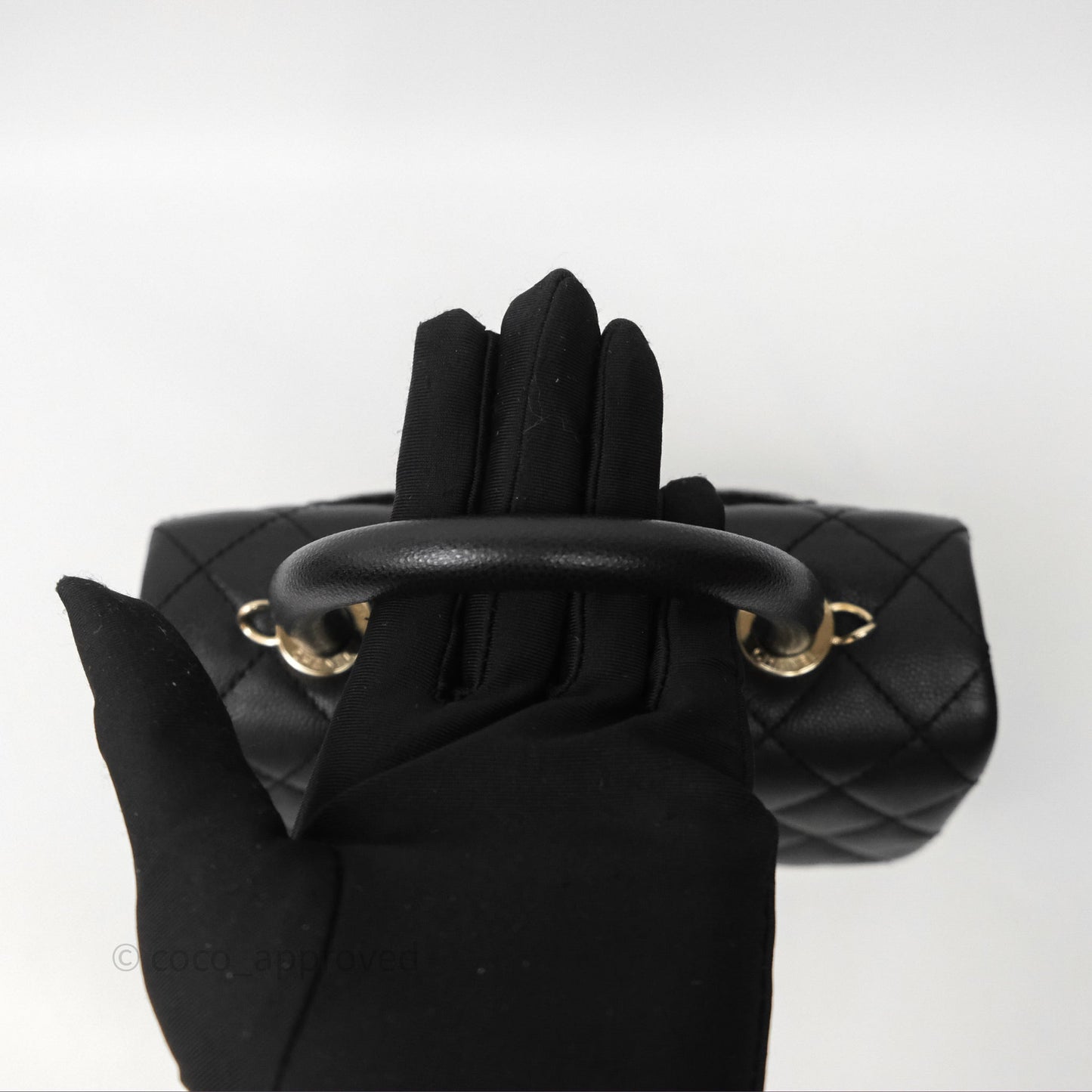 Chanel Small Coco Handle Quilted Black Caviar Gold Hardware