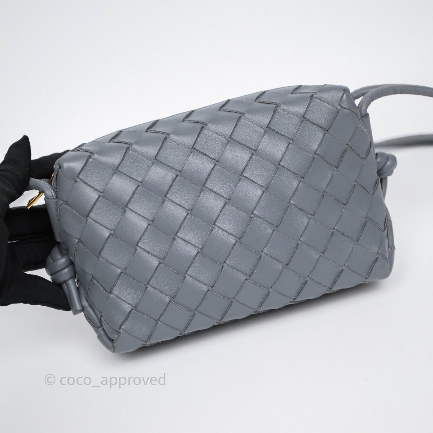 Bottega Veneta Mini Loop Camera Bag Grey Intrecciato Lambskin