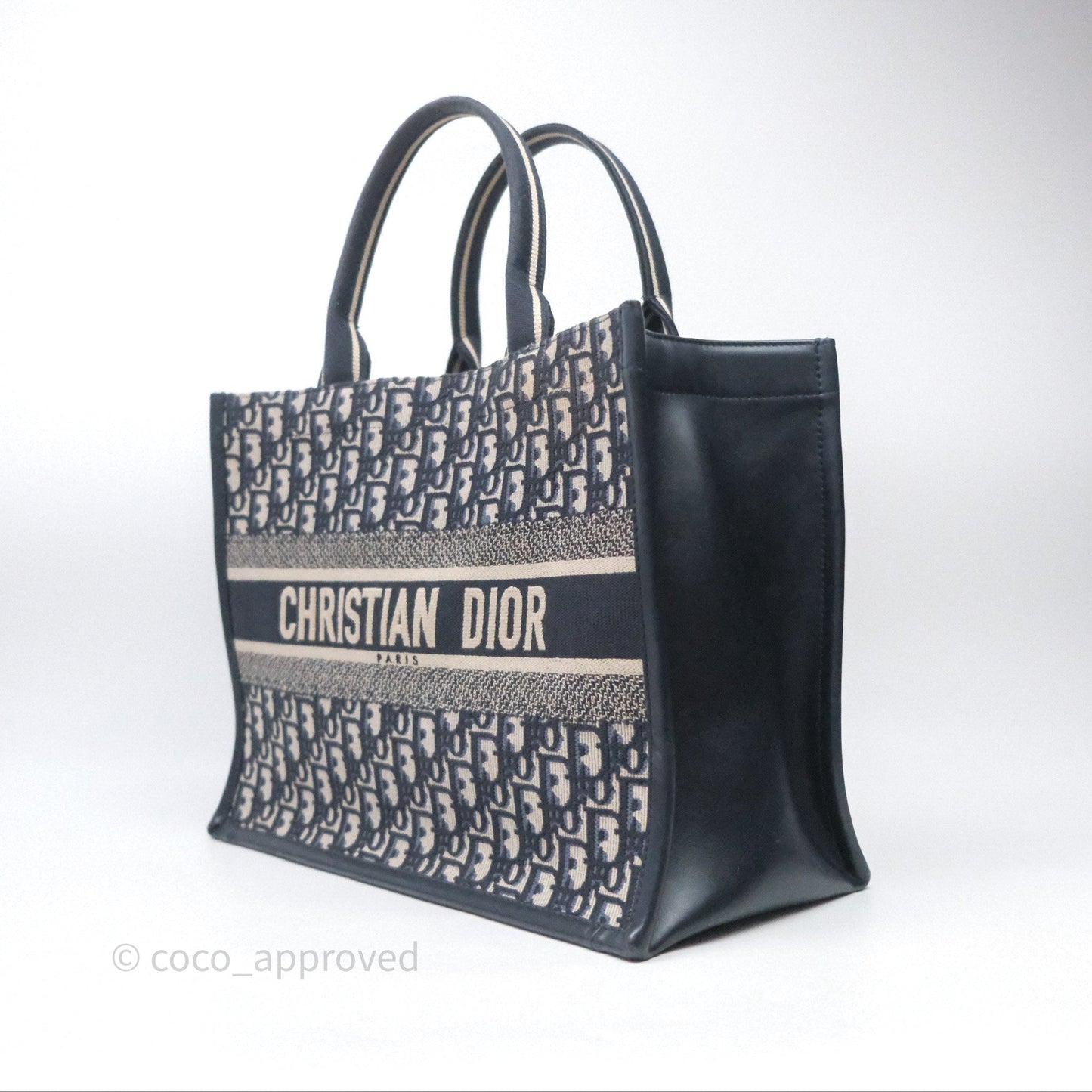 Christian Dior Medium Dior Book Tote Blue Dior Oblique Embroidery and Calfskin