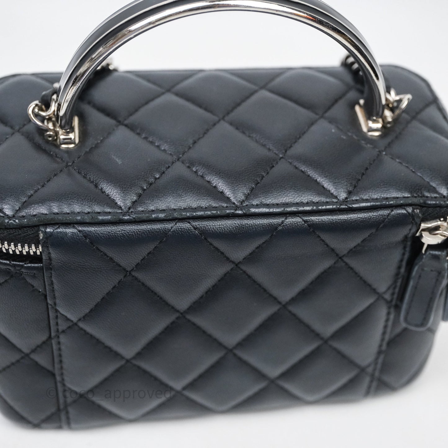 Chanel Vanity Rectangular Top Handle Black Lambskin Silver Hardware
