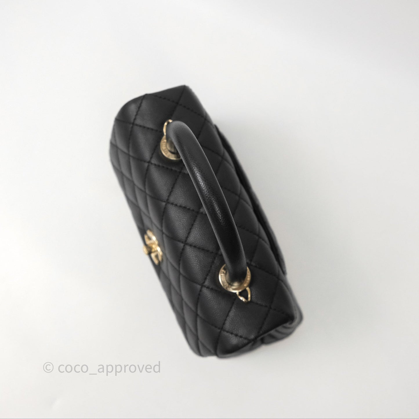 Chanel Small Coco Handle Quilted Black Caviar Gold Hardware