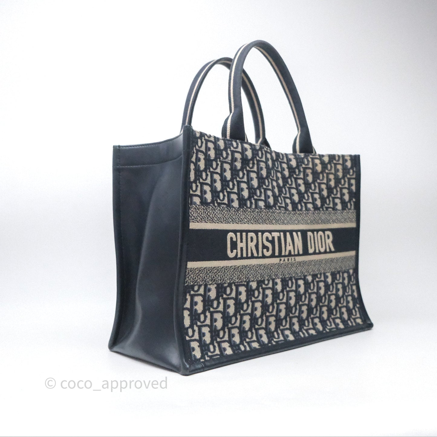Christian Dior Medium Dior Book Tote Blue Dior Oblique Embroidery and Calfskin