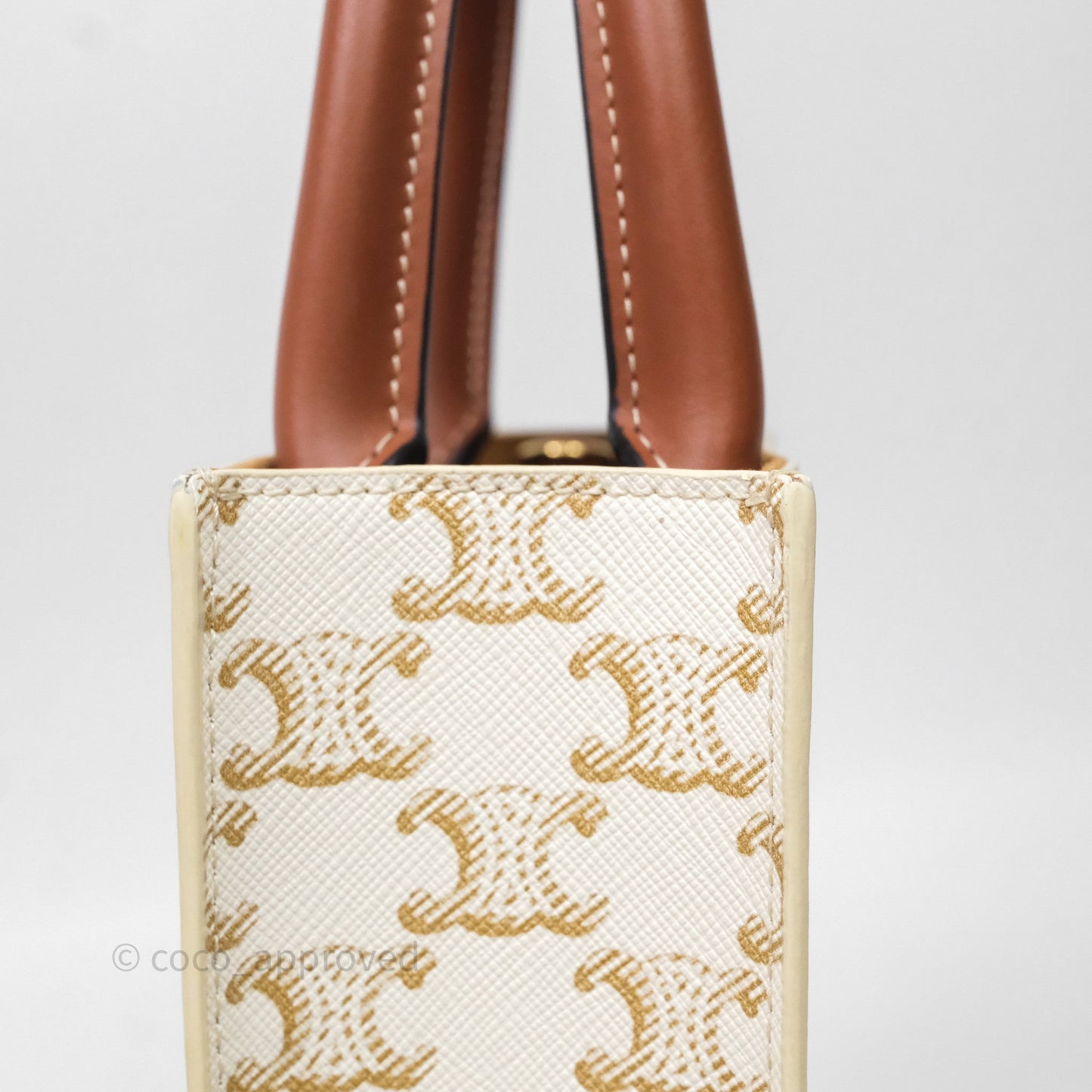 Celine Mini Vertical Cabas Bag Triomphe Canvas White