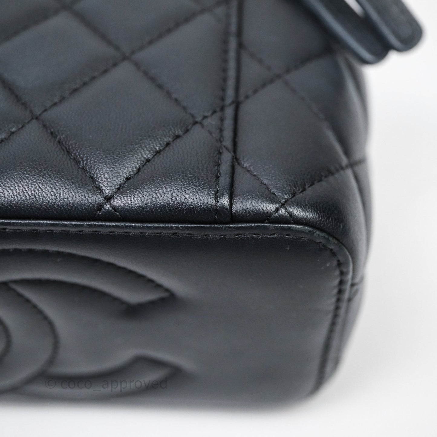Chanel Vanity Rectangular Top Handle Black Lambskin Silver Hardware