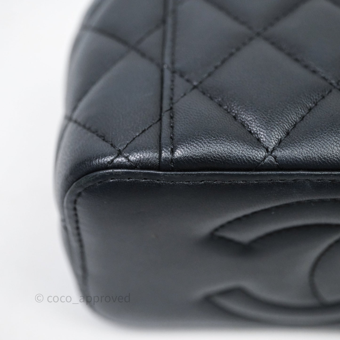 Chanel Vanity Rectangular Top Handle Black Lambskin Silver Hardware
