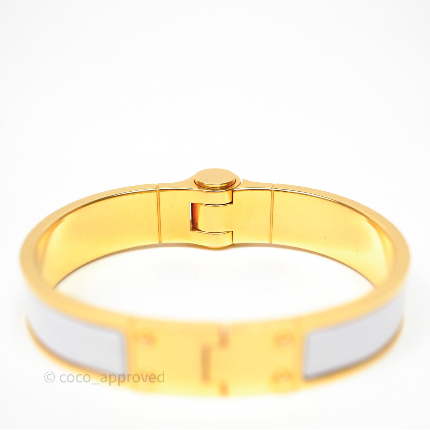 Hermès Enamel Charniere White Bracelet Gold Hardware