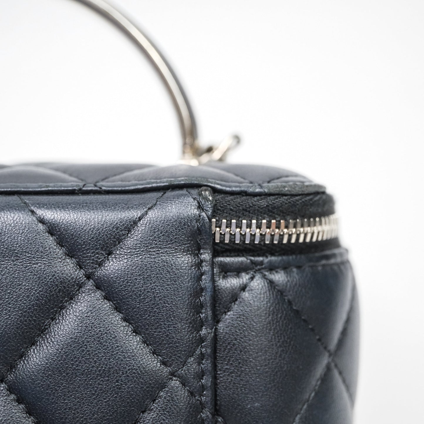 Chanel Vanity Rectangular Top Handle Black Lambskin Silver Hardware