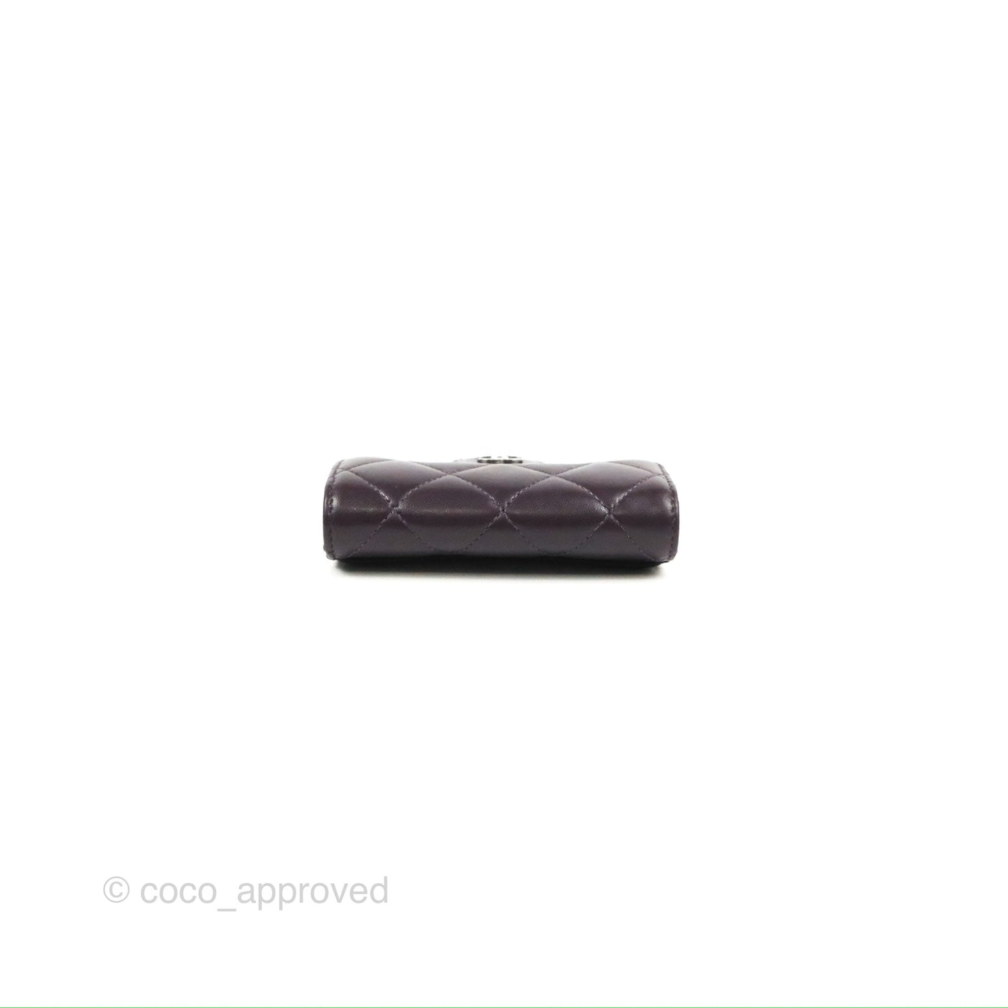 Chanel Classic Flap Coin Purse Dark Purple Lambskin Silver Hardware