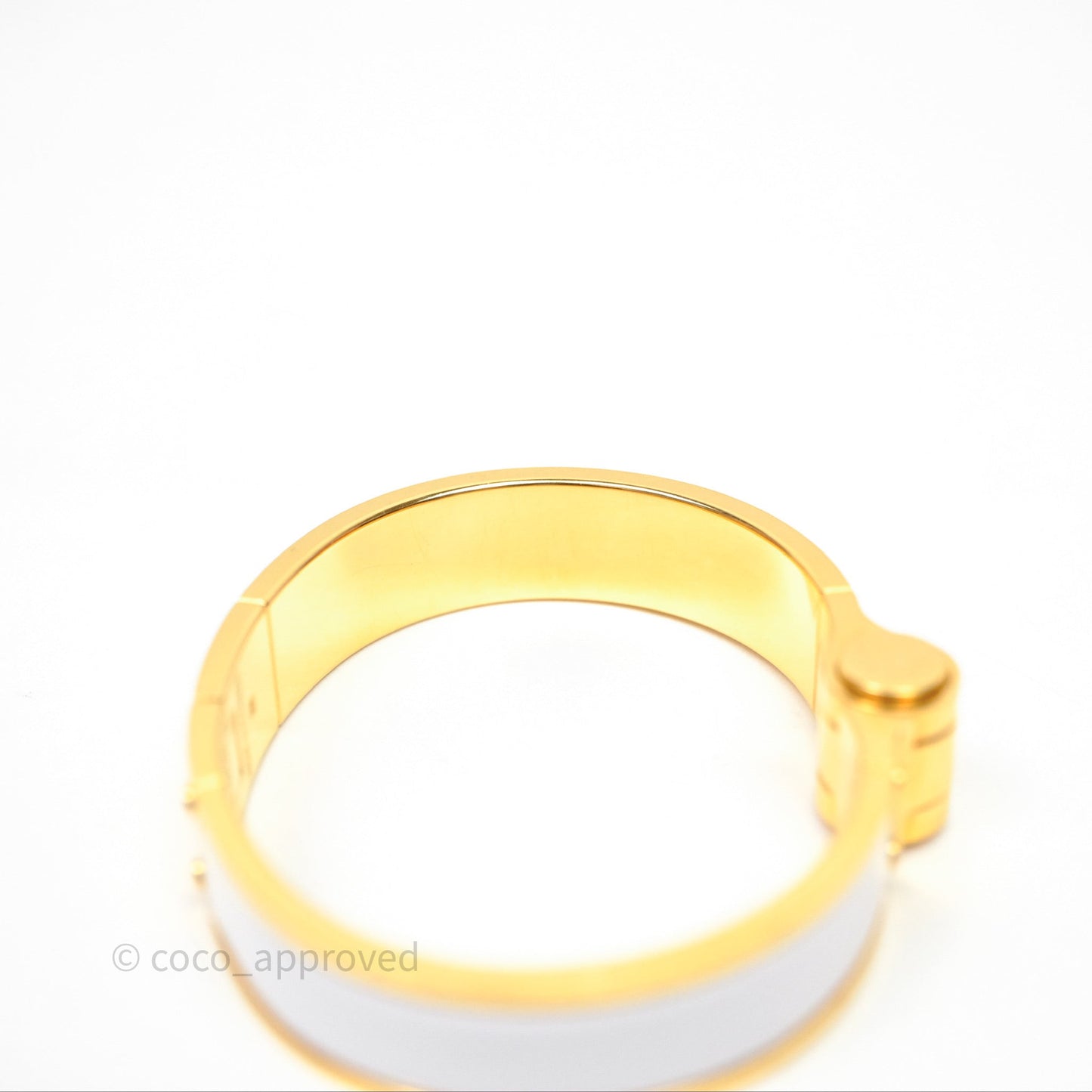 Hermès Enamel Charniere White Bracelet Gold Hardware