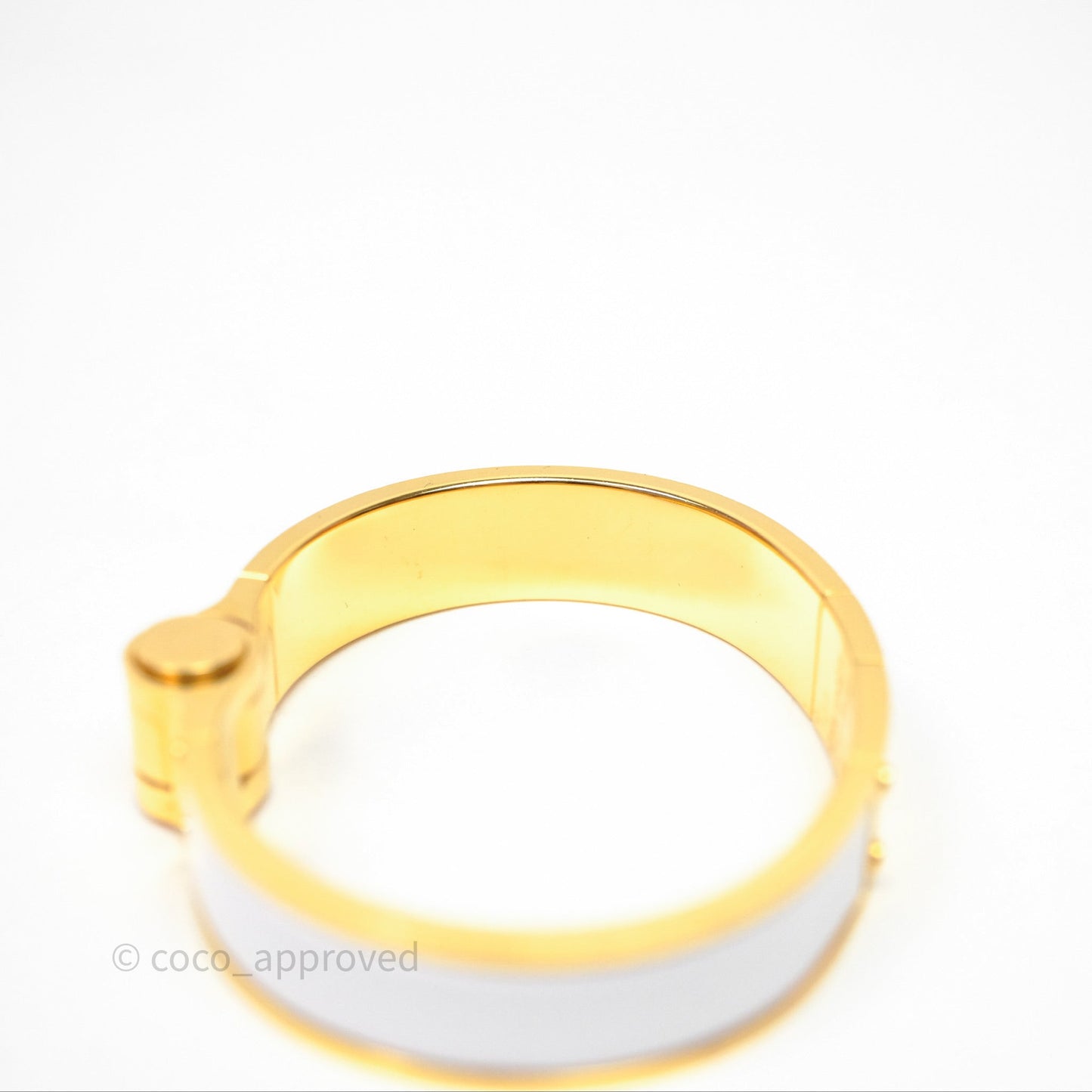 Hermès Enamel Charniere White Bracelet Gold Hardware