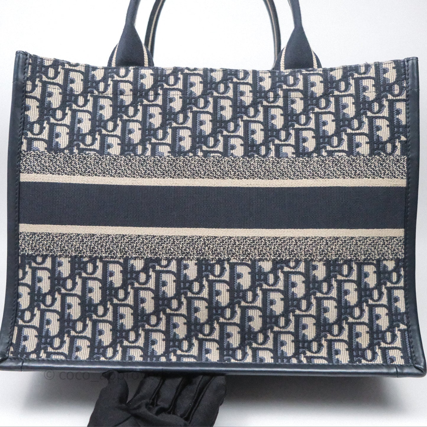 Christian Dior Medium Dior Book Tote Blue Dior Oblique Embroidery and Calfskin
