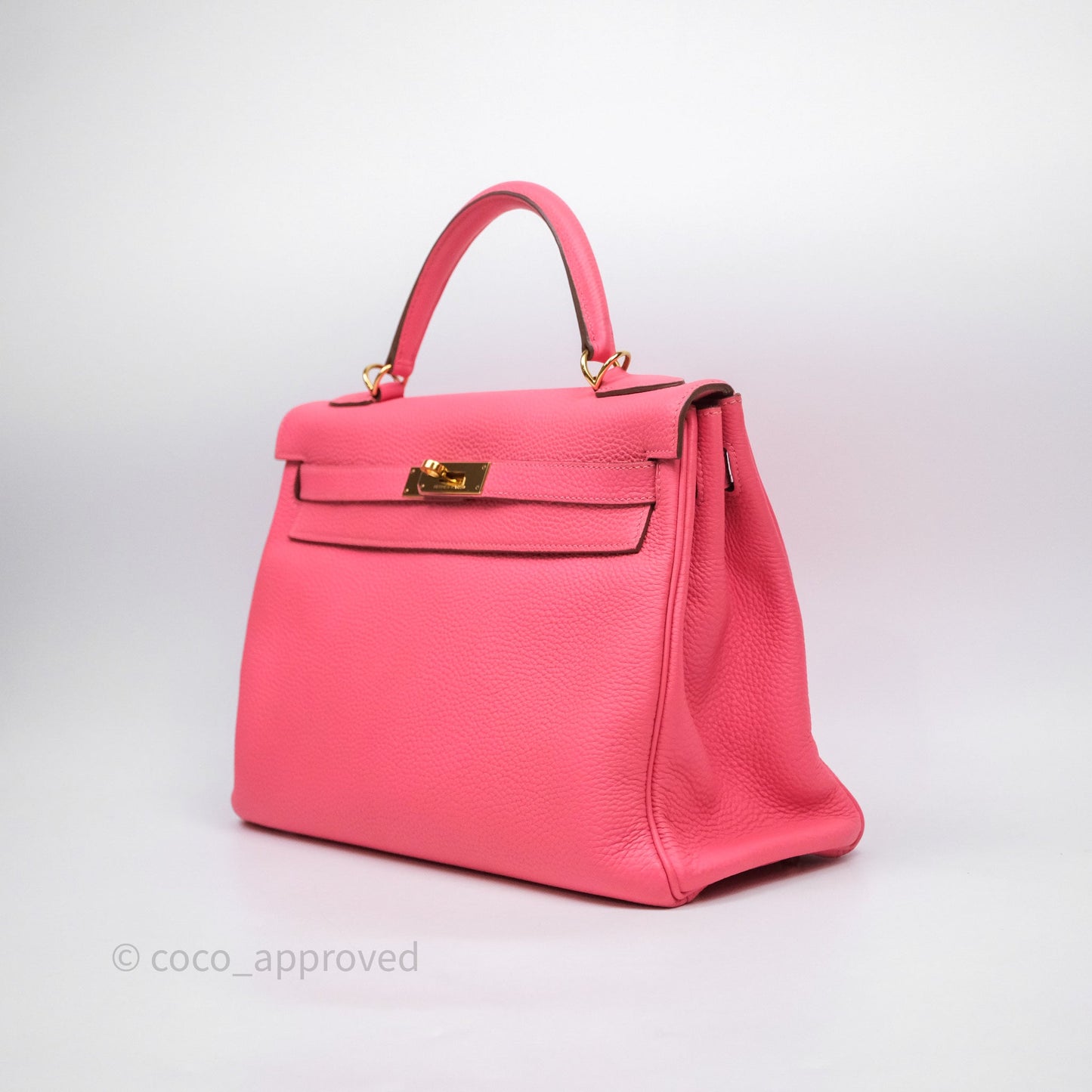 Hermès Kelly 32 Retourne Rose Azalee 8W Gold Hardware