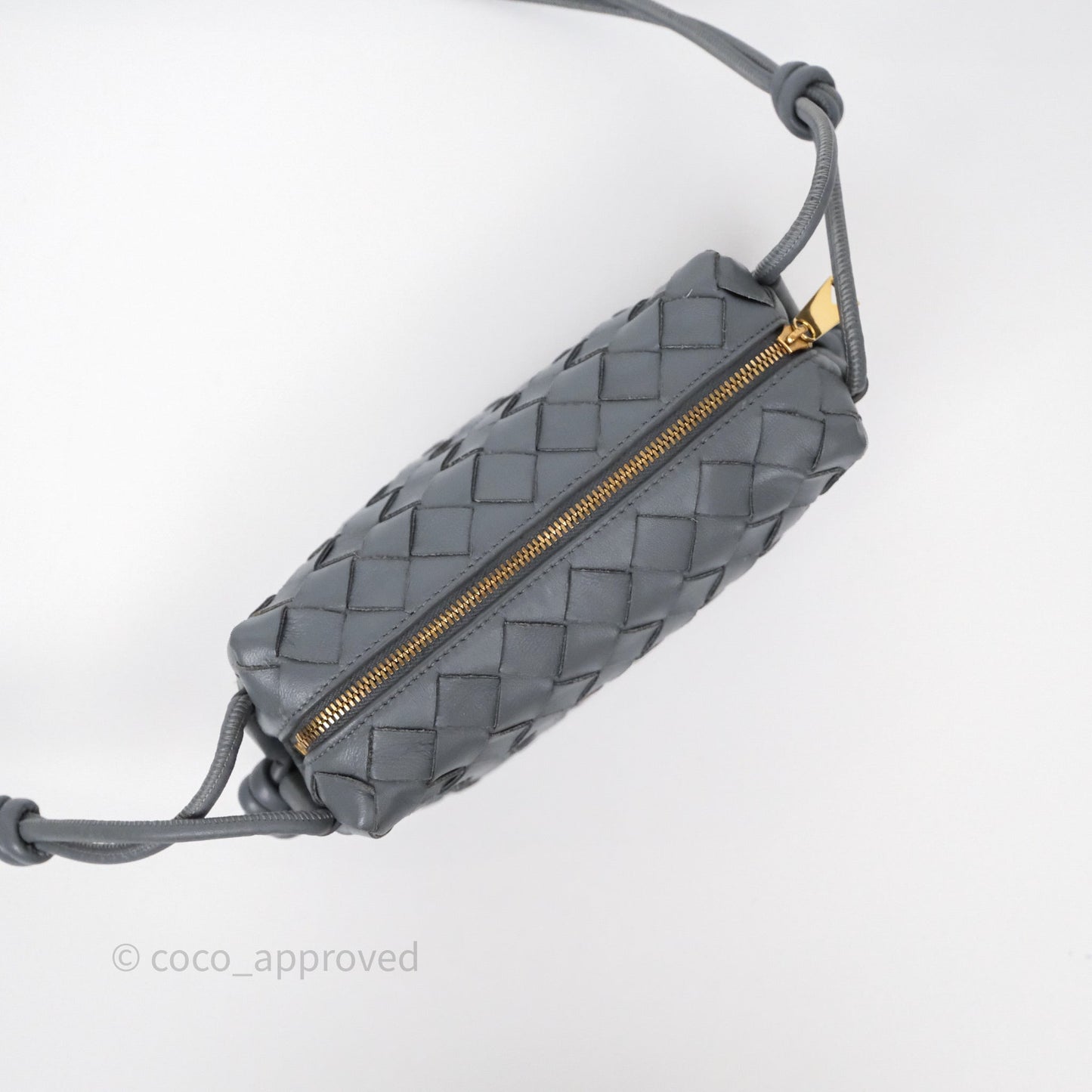 Bottega Veneta Mini Loop Camera Bag Grey Intrecciato Lambskin