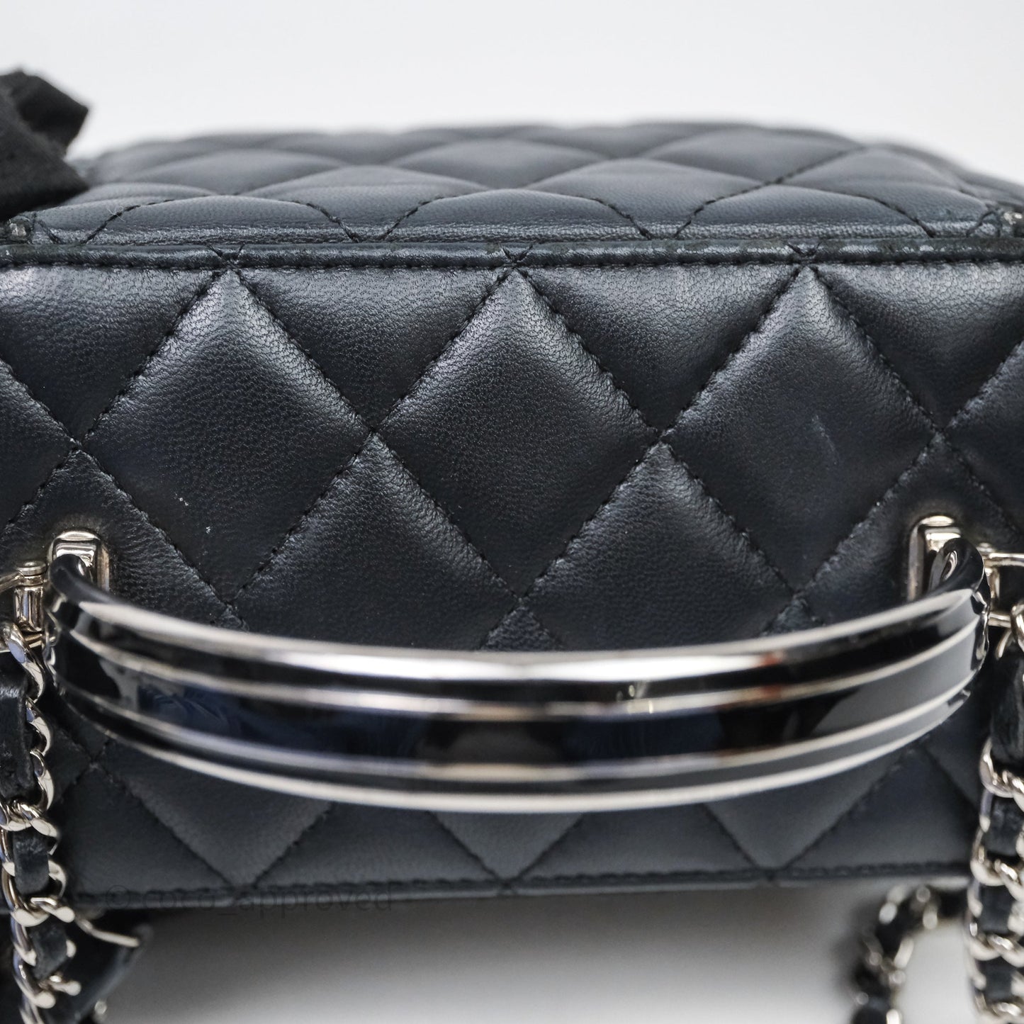 Chanel Vanity Rectangular Top Handle Black Lambskin Silver Hardware