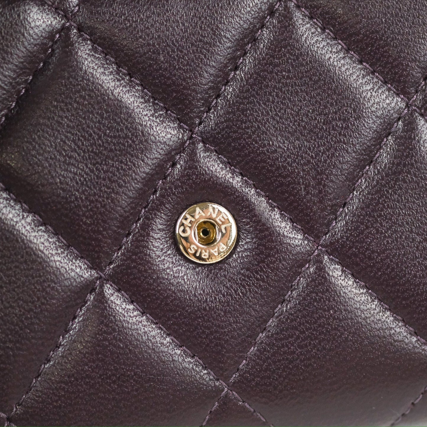 Chanel Classic Flap Coin Purse Dark Purple Lambskin Silver Hardware