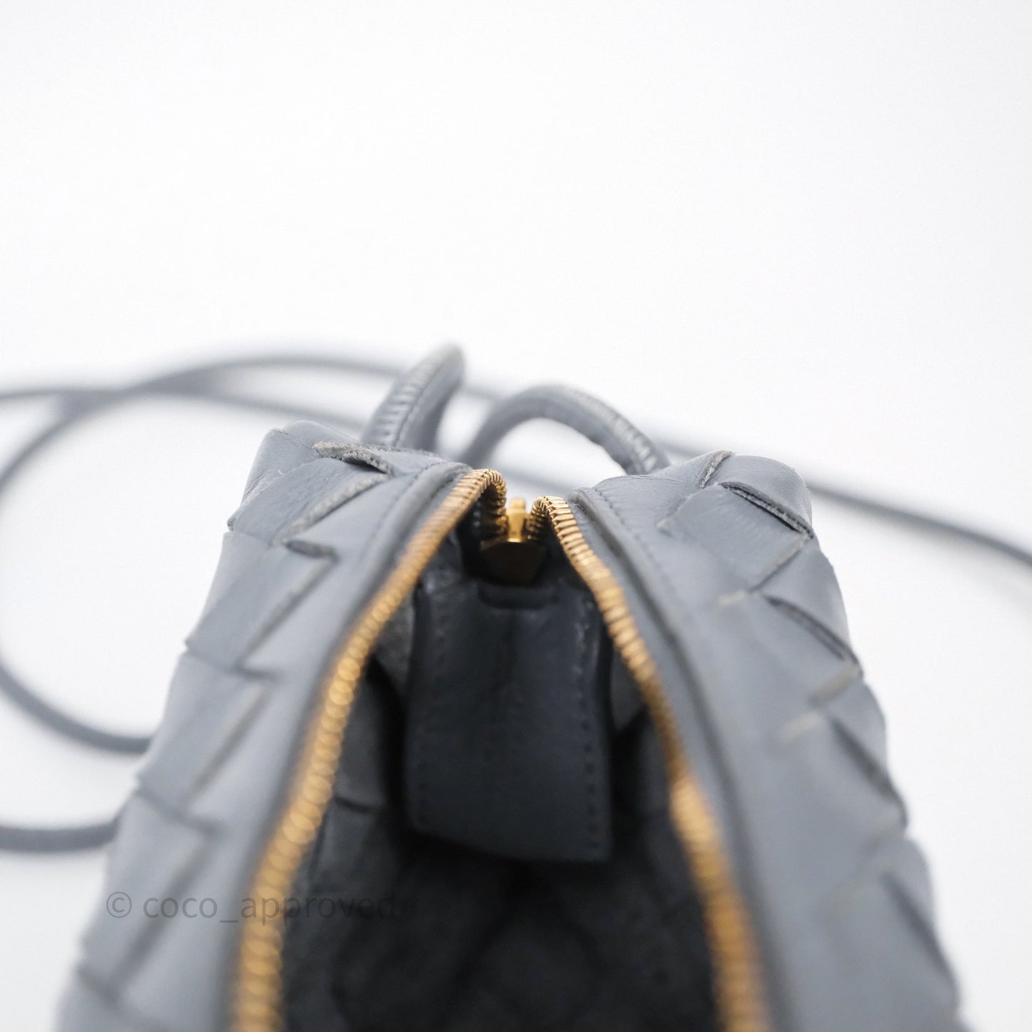 Bottega Veneta Mini Loop Camera Bag Grey Intrecciato Lambskin