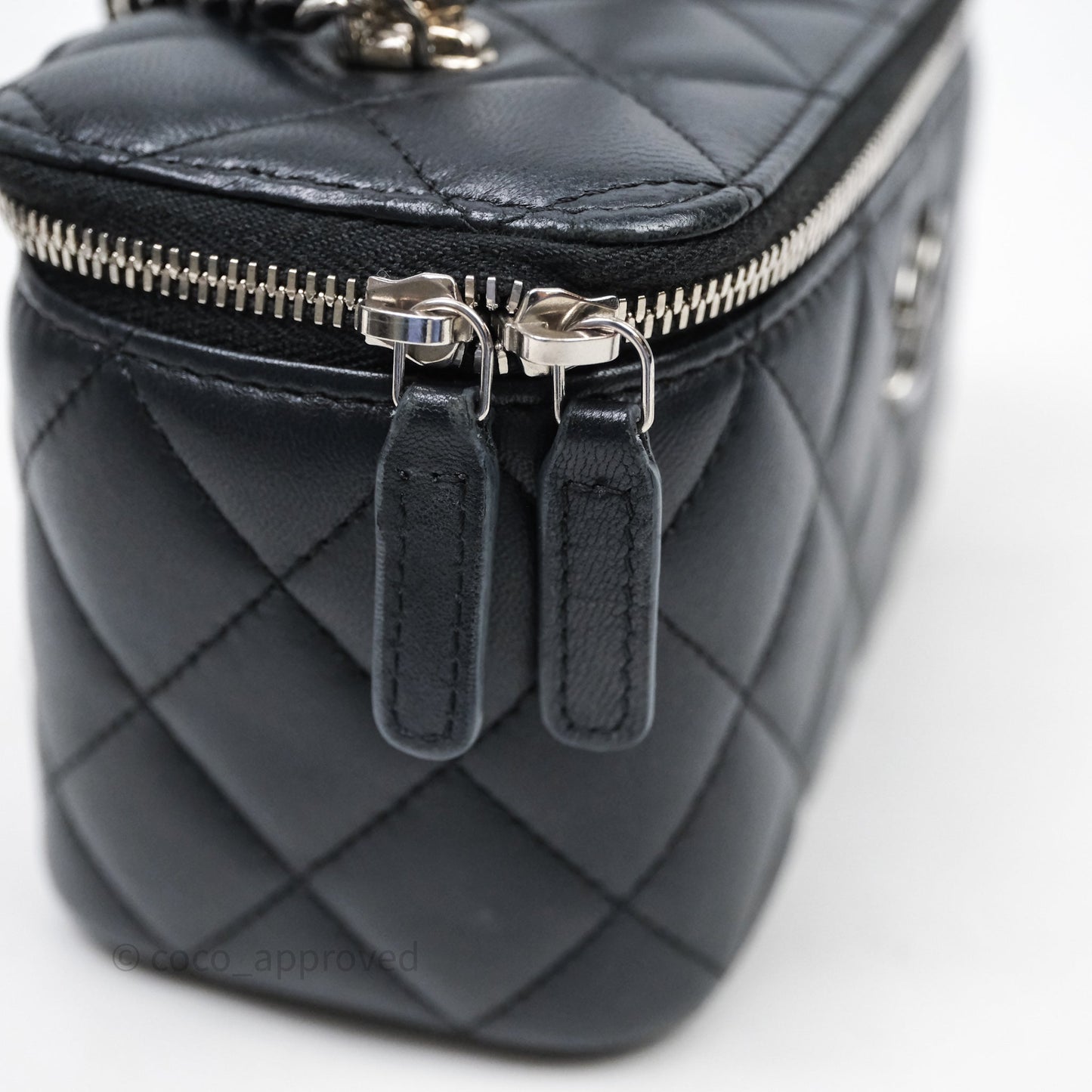 Chanel Vanity Rectangular Top Handle Black Lambskin Silver Hardware