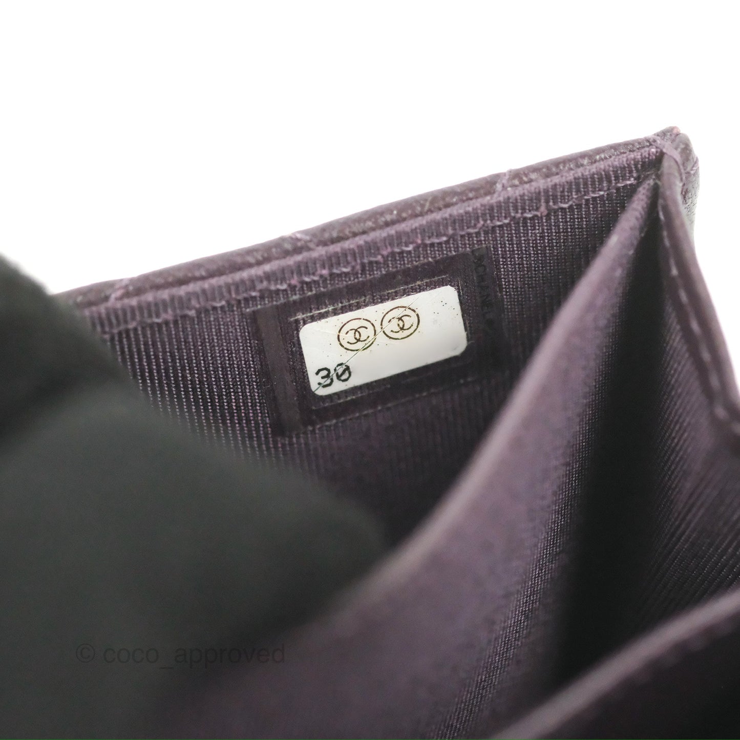 Chanel Classic Flap Coin Purse Dark Purple Lambskin Silver Hardware
