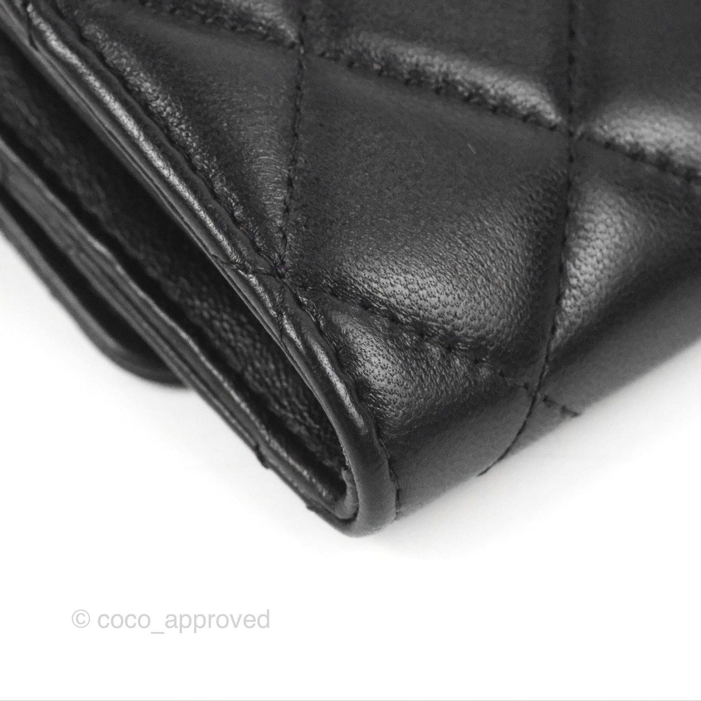 Chanel Pearl Crush Mini Clutch With Chain Black Lambskin Aged Gold Hardware