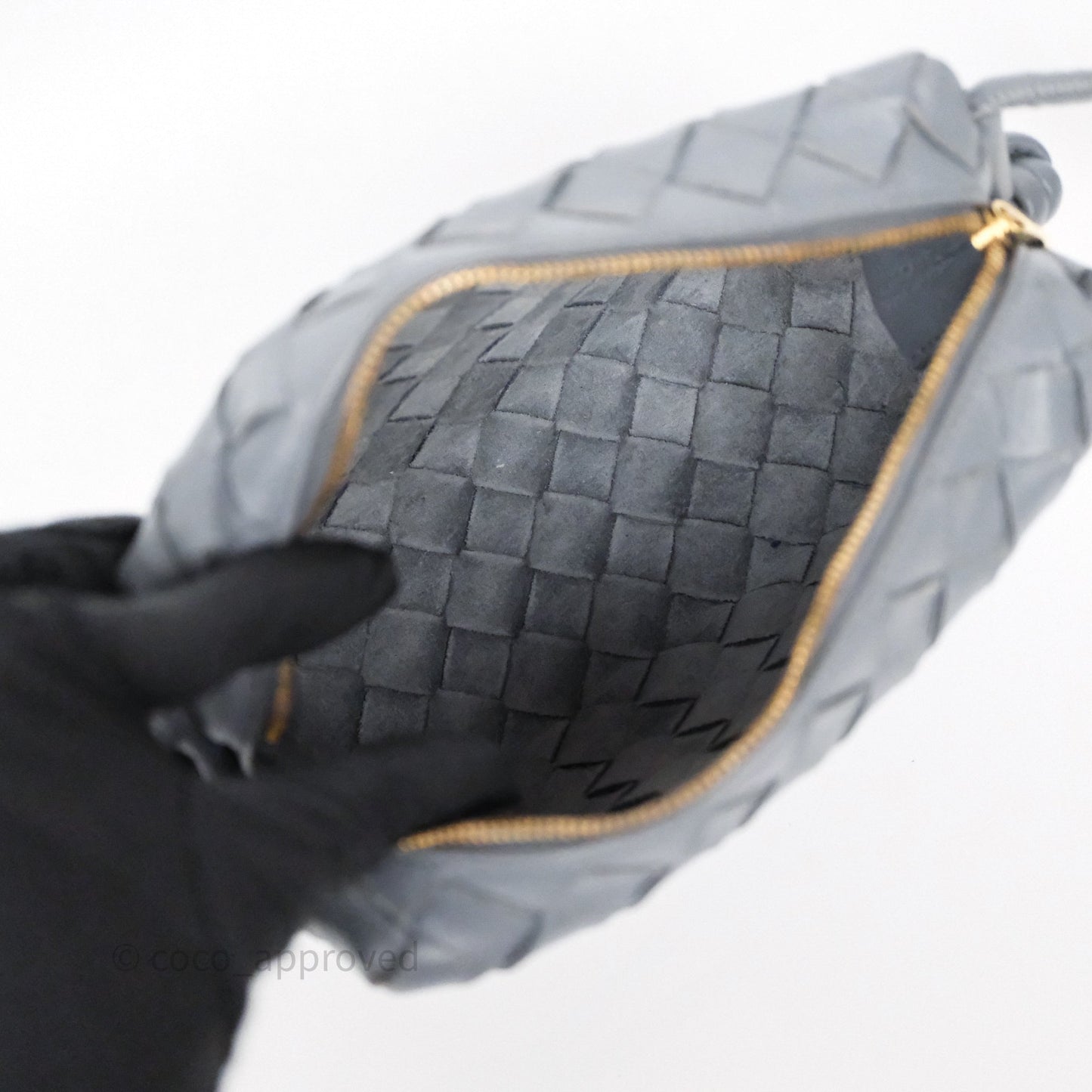 Bottega Veneta Mini Loop Camera Bag Grey Intrecciato Lambskin