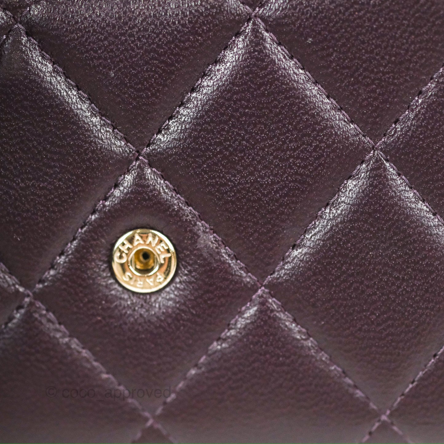 Chanel Classic Flap Coin Purse Dark Purple Lambskin Silver Hardware