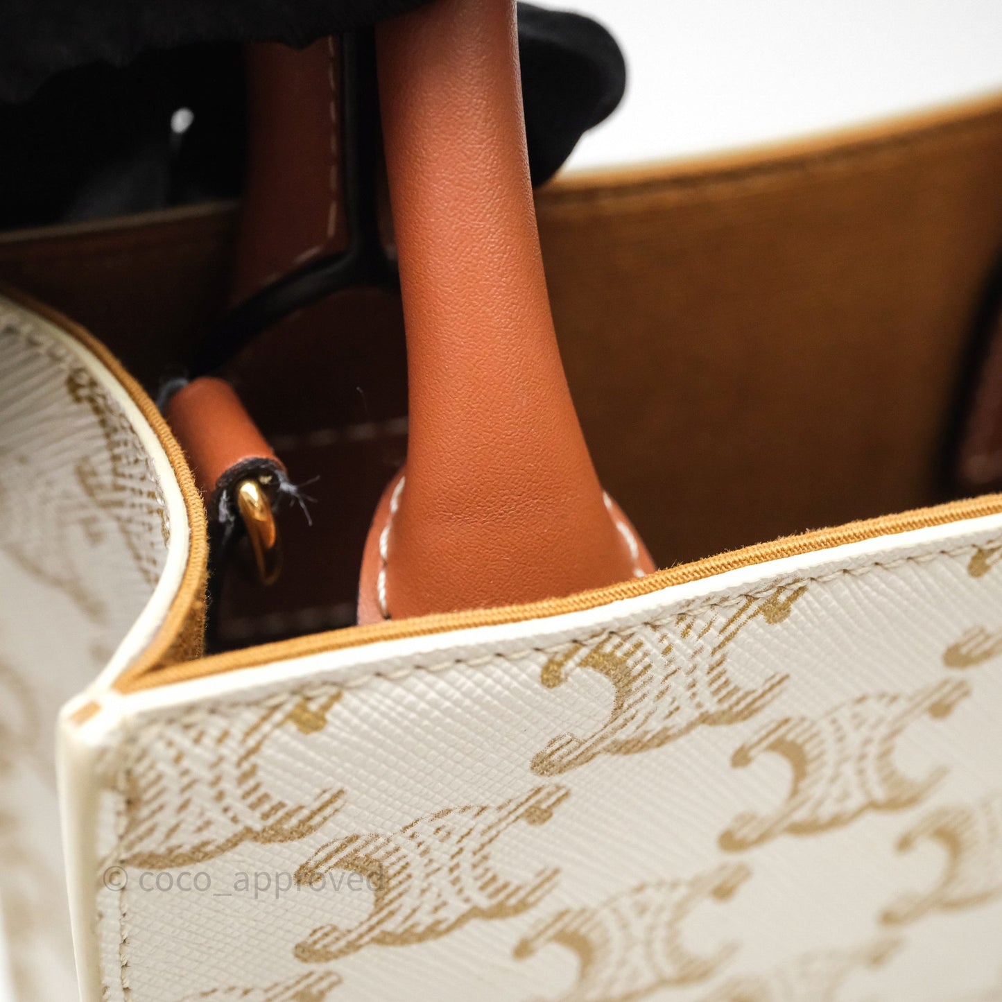 Celine Mini Vertical Cabas Bag Triomphe Canvas White