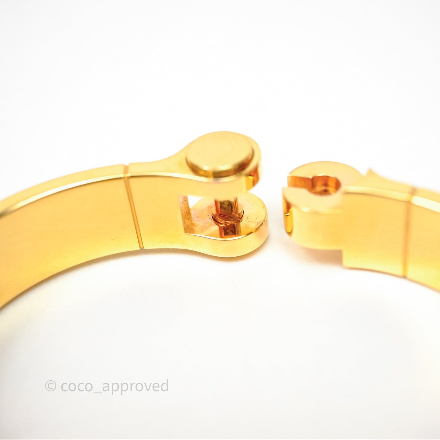 Hermès Enamel Charniere White Bracelet Gold Hardware