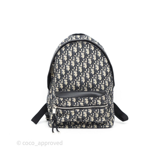 Christian Dior Backpack Beige and Black Dior Oblique Jacquard