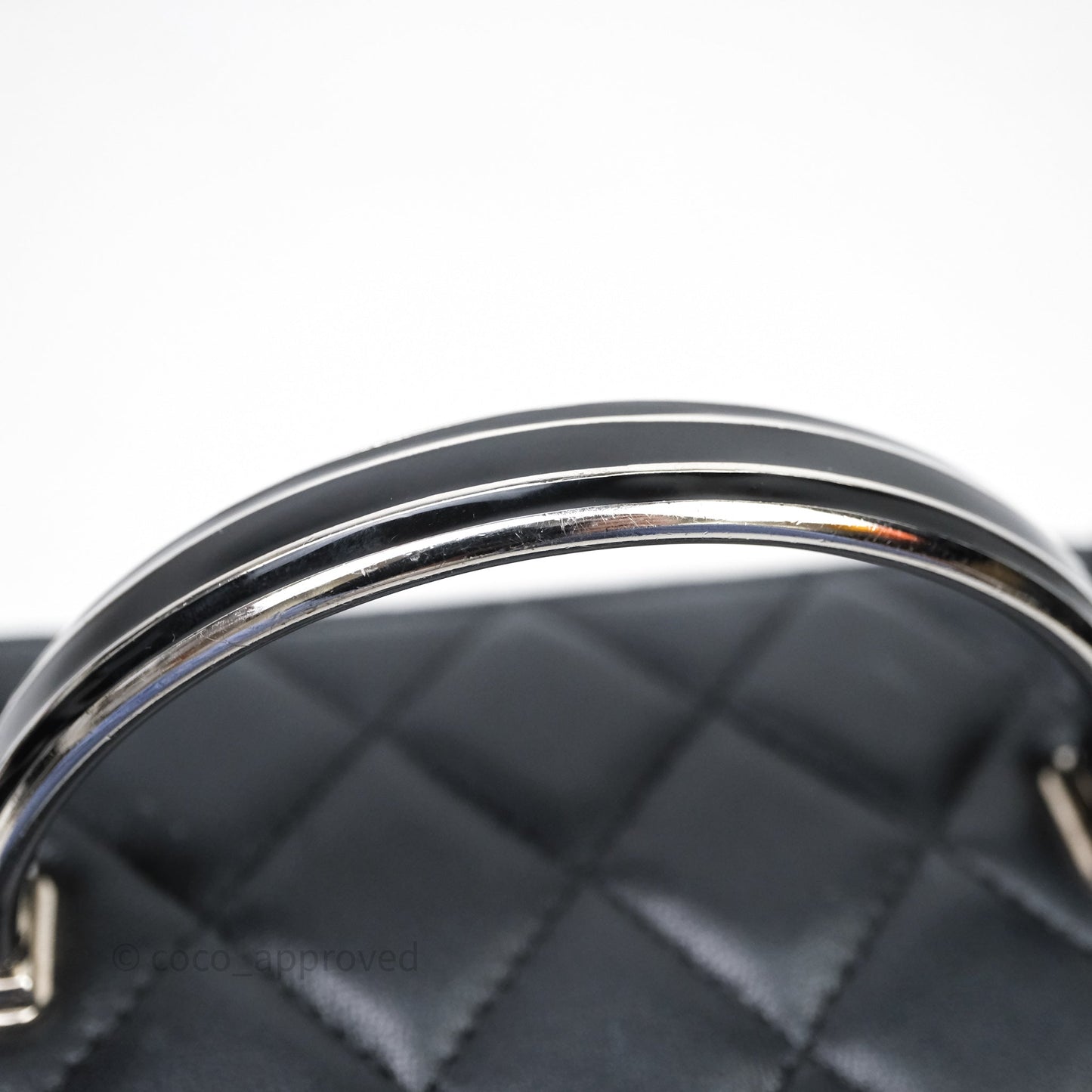 Chanel Vanity Rectangular Top Handle Black Lambskin Silver Hardware