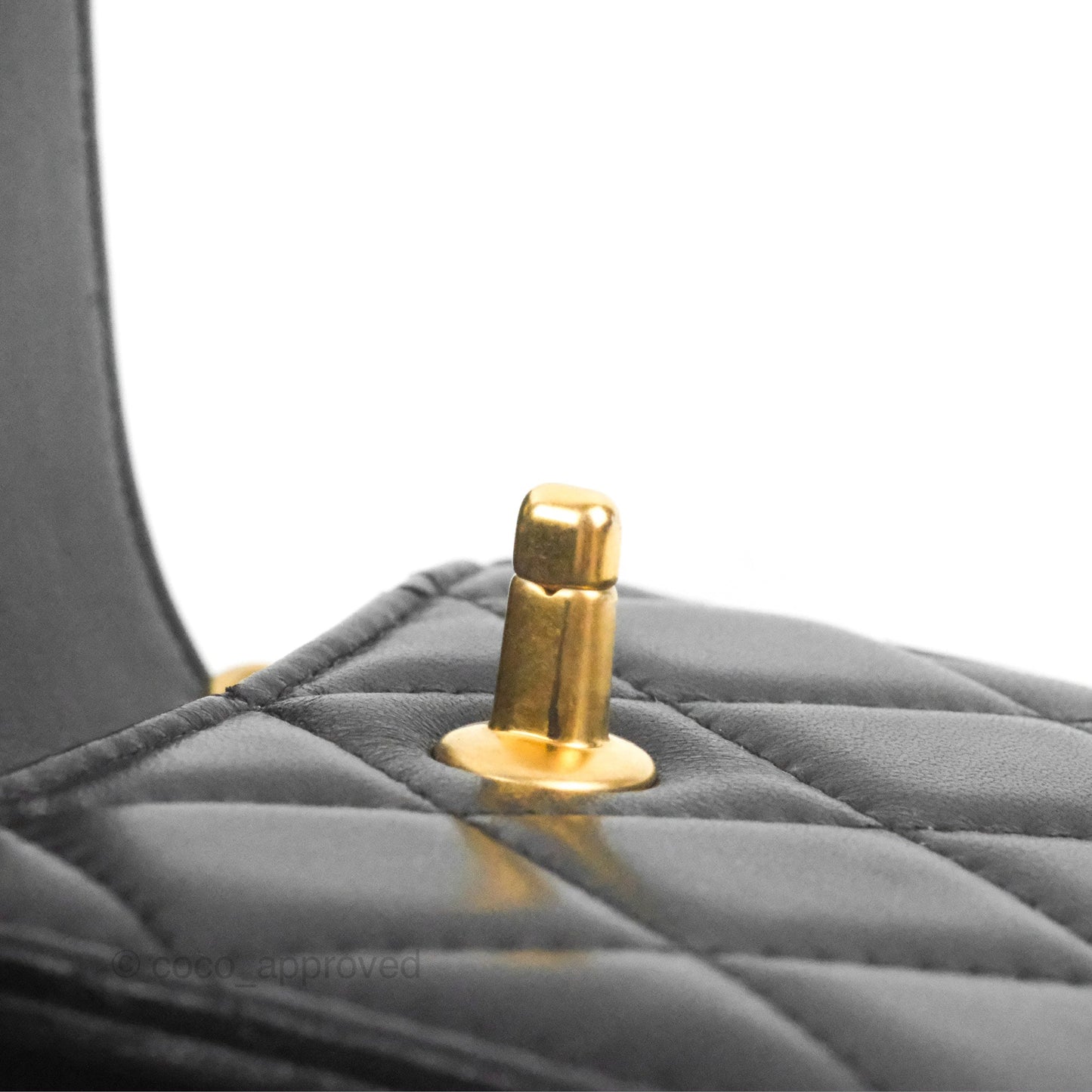 Chanel Pearl Crush Mini Clutch With Chain Black Lambskin Aged Gold Hardware