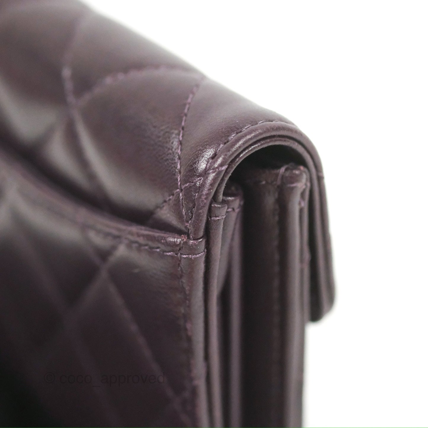 Chanel Classic Flap Coin Purse Dark Purple Lambskin Silver Hardware