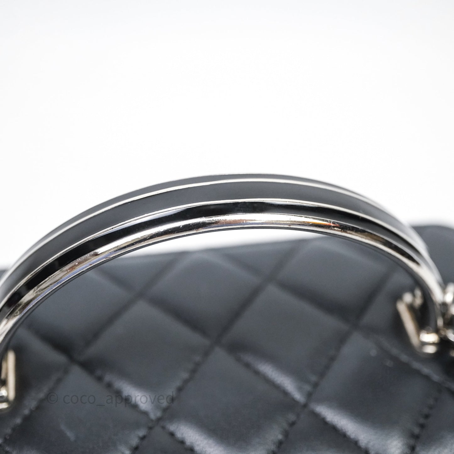 Chanel Vanity Rectangular Top Handle Black Lambskin Silver Hardware